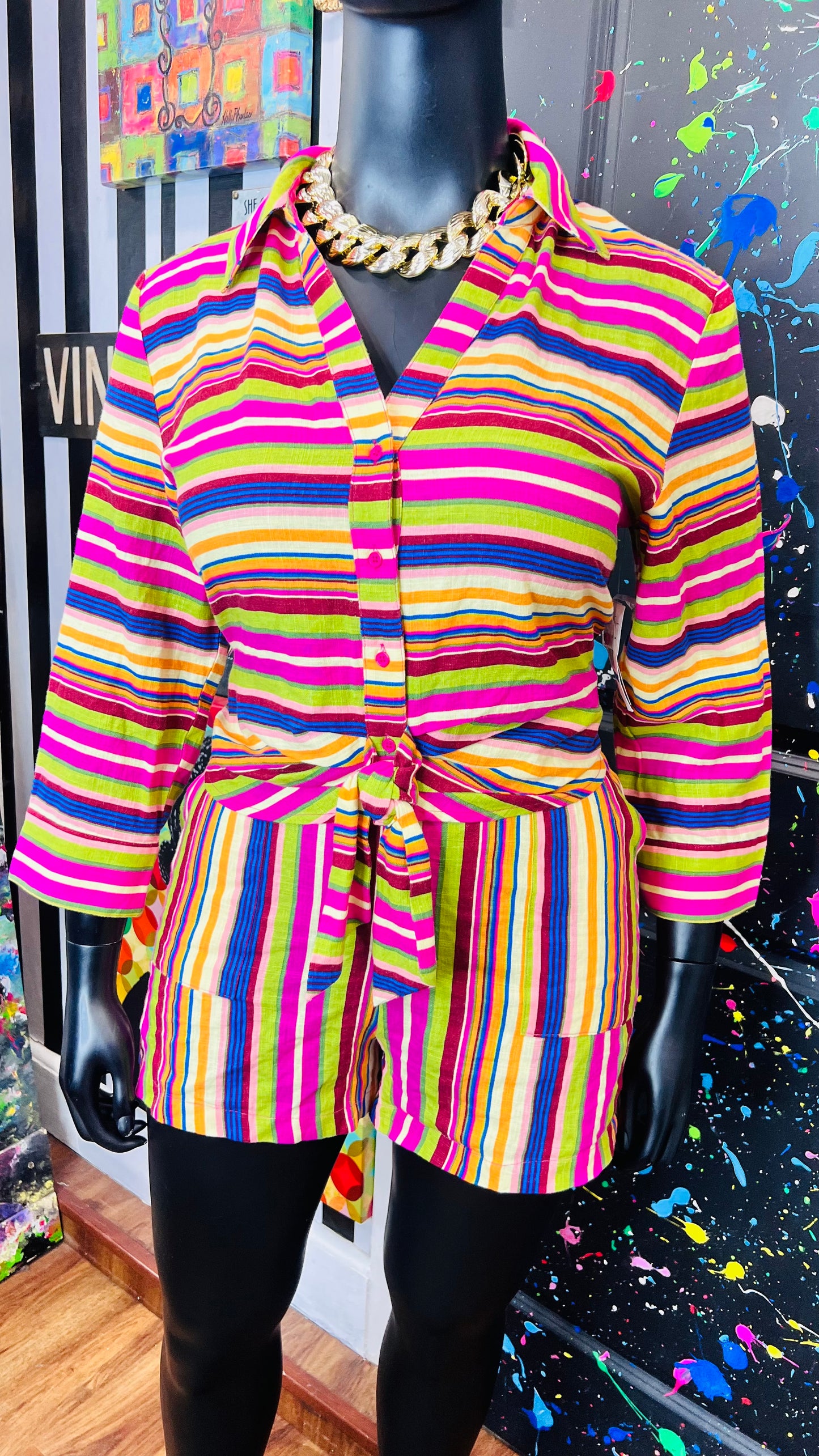 New w/Tags Striped Linen Set (14)