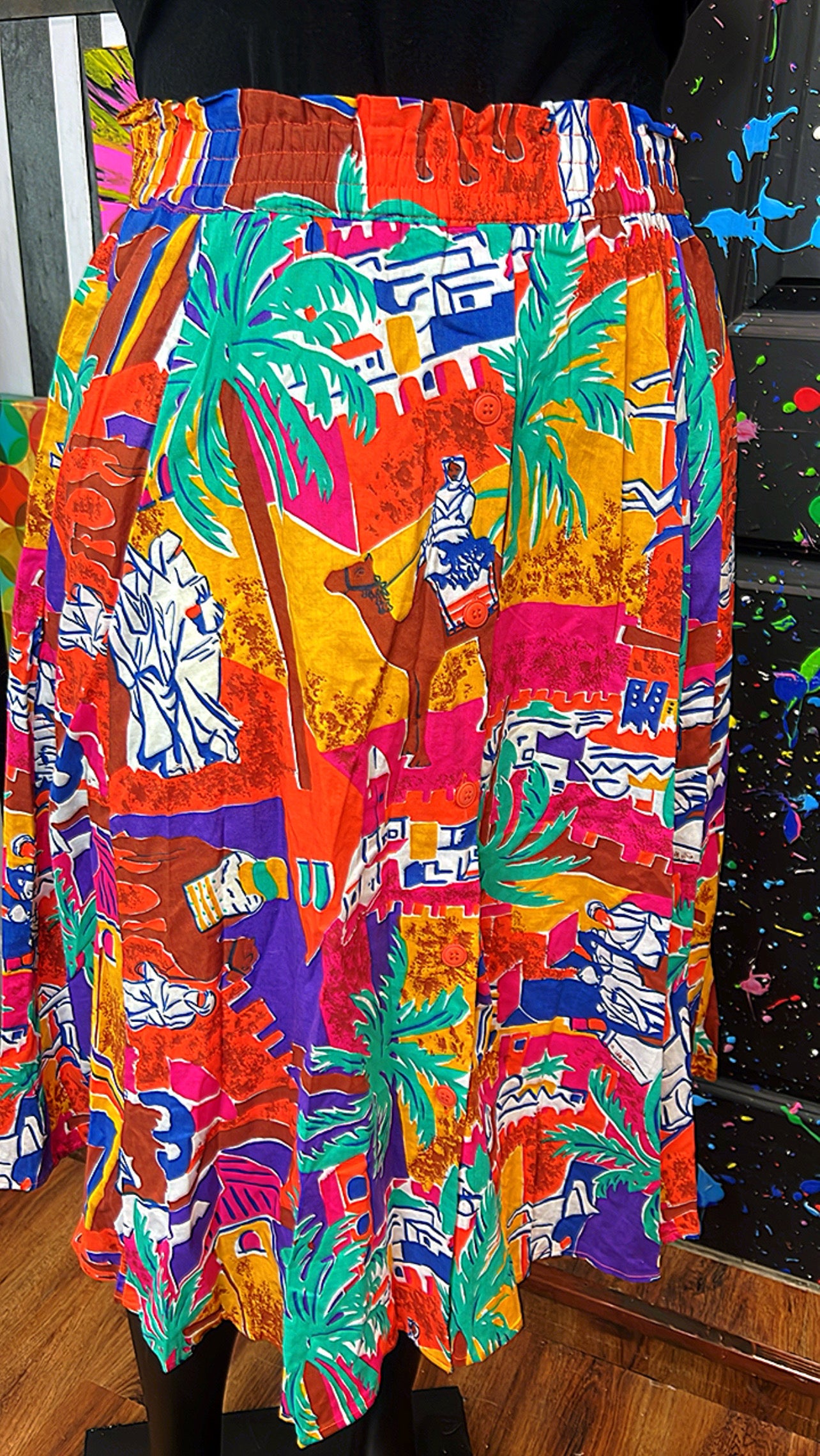 Vintage Button Down Vibrant Skirt (12)