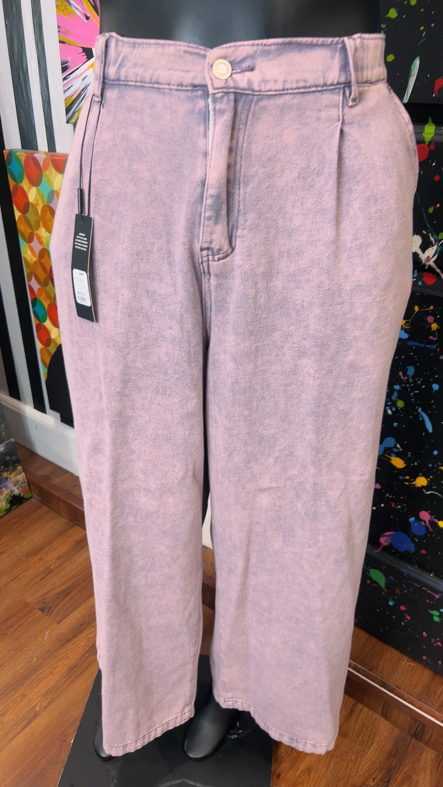 Wide Leg Purple Pleated Stonewash Jeans New w/Tags (16)