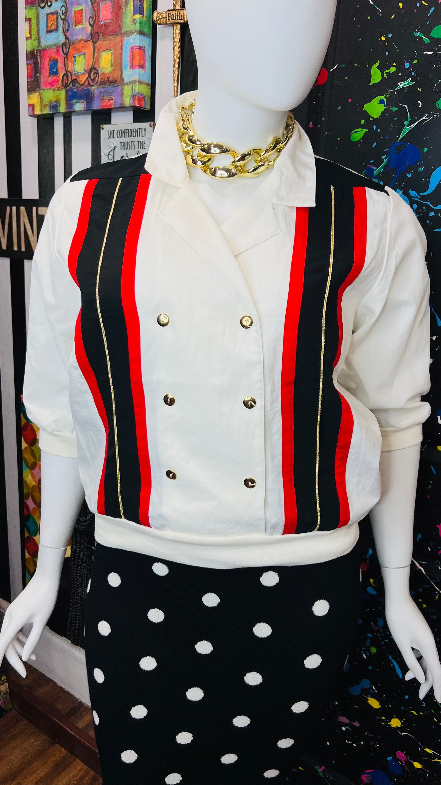 Vintage Red, Black Gold & Blouse (16)