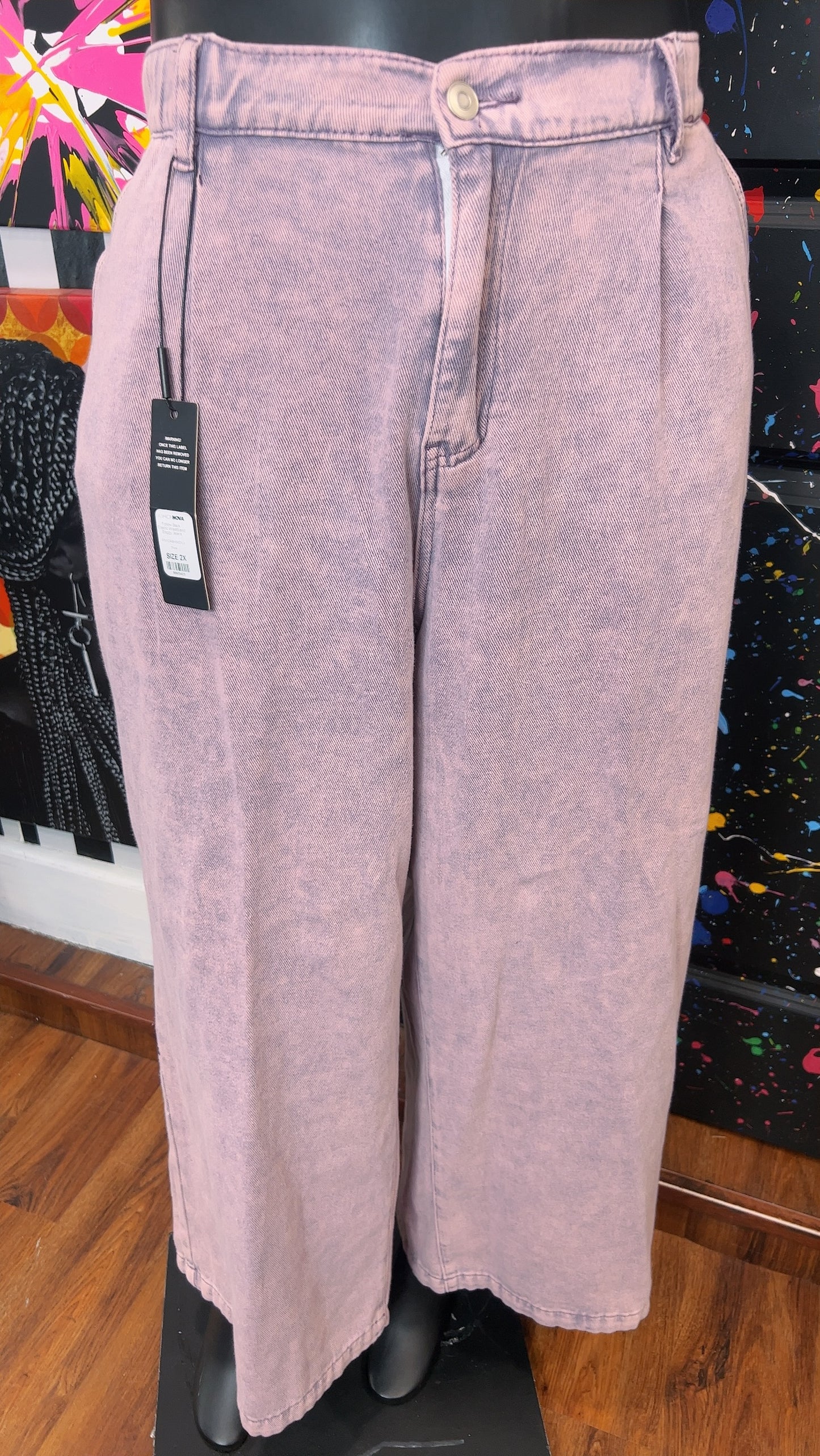 Wide Leg Purple Pleated Stonewash Jeans New w/Tags (16)