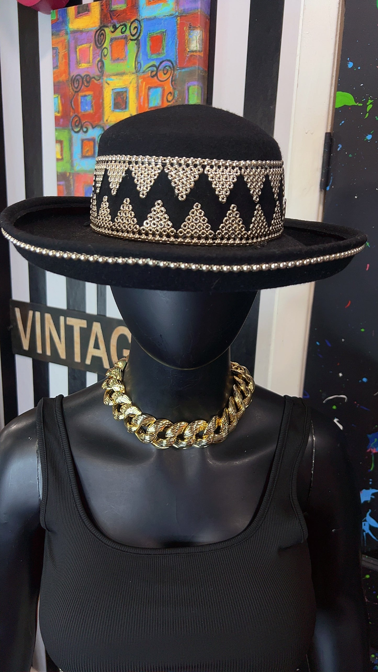 Vintage Silver & Black Hat