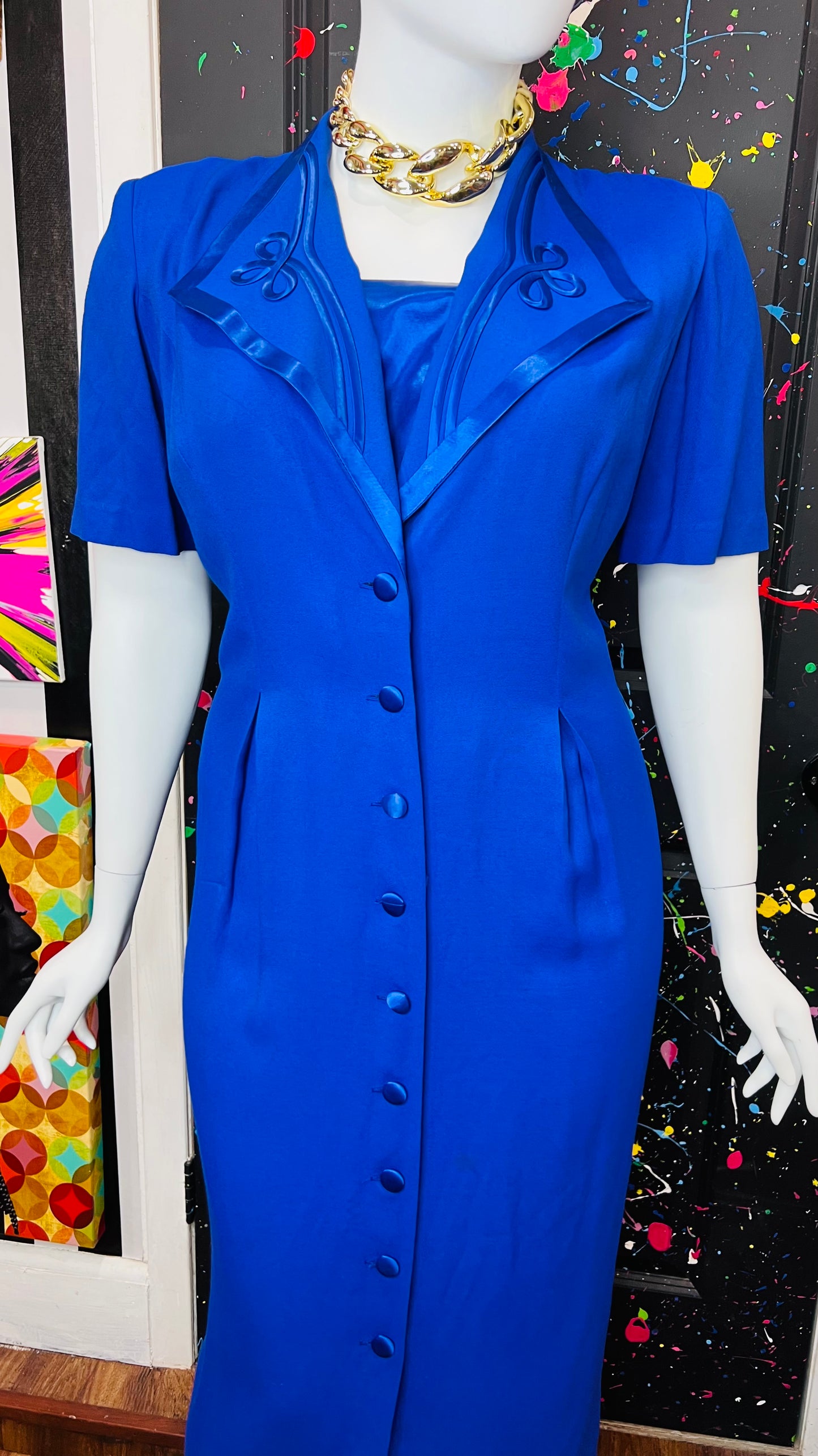 Vintage ‘Blues’ Statement Dress (20W)