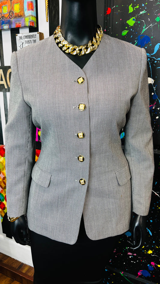 Vintage Black & White Pin Striped Blazer (16)