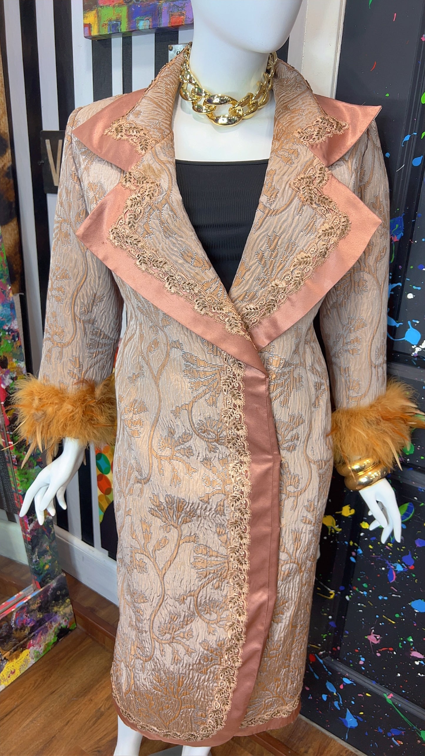 Vintage Long Statement Couture Blazer w/ Faux Fur (16)