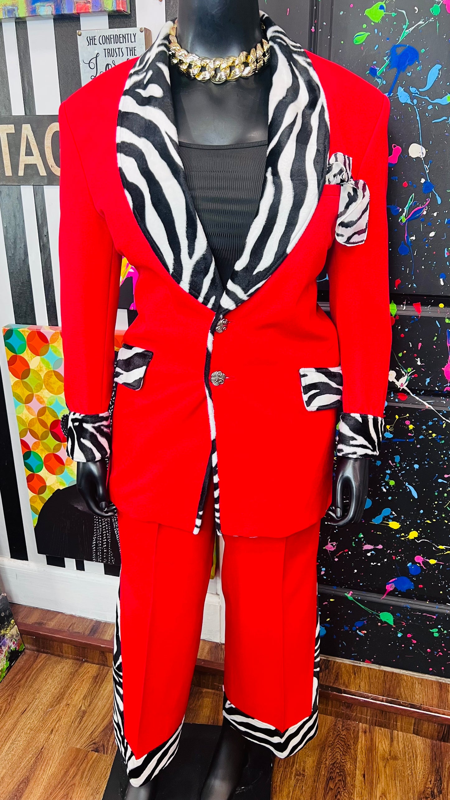Red & Zebra Pants Suit (16)