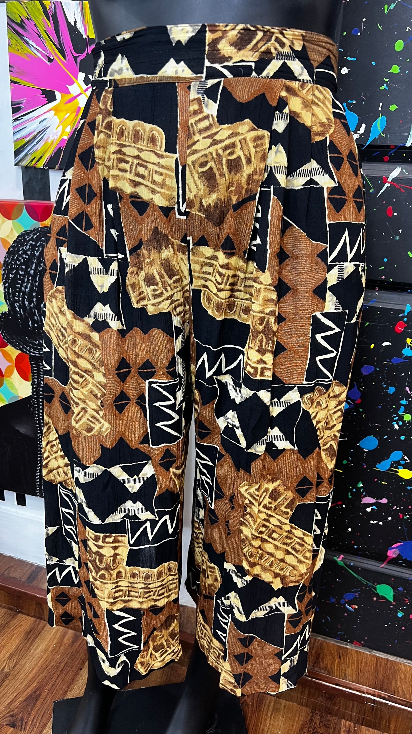 Vintage Tribal Print Wide Leg Culotte/ Gauchos (24)