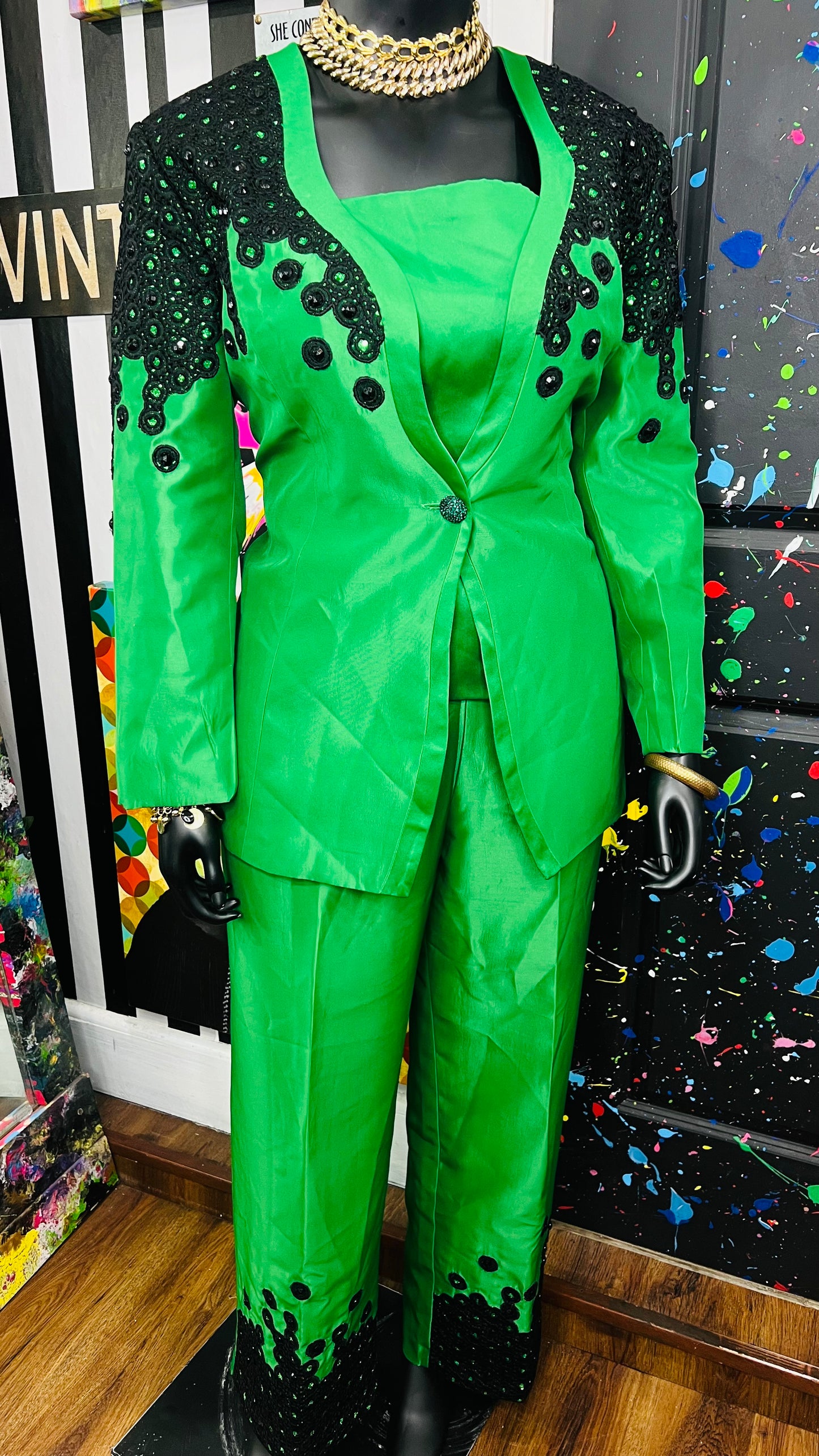 Vintage Green & Black Suit (22)
