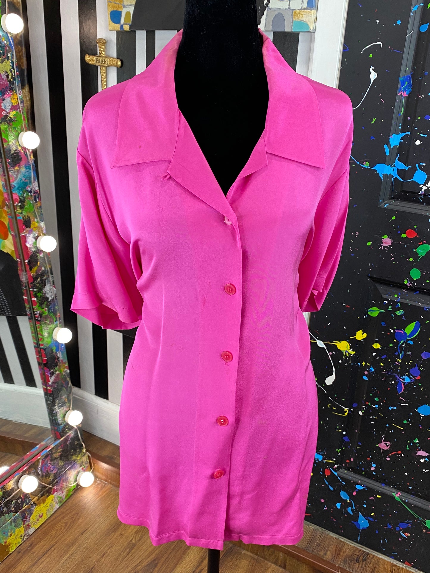 Vintage Pink Short Sleeve Blouse