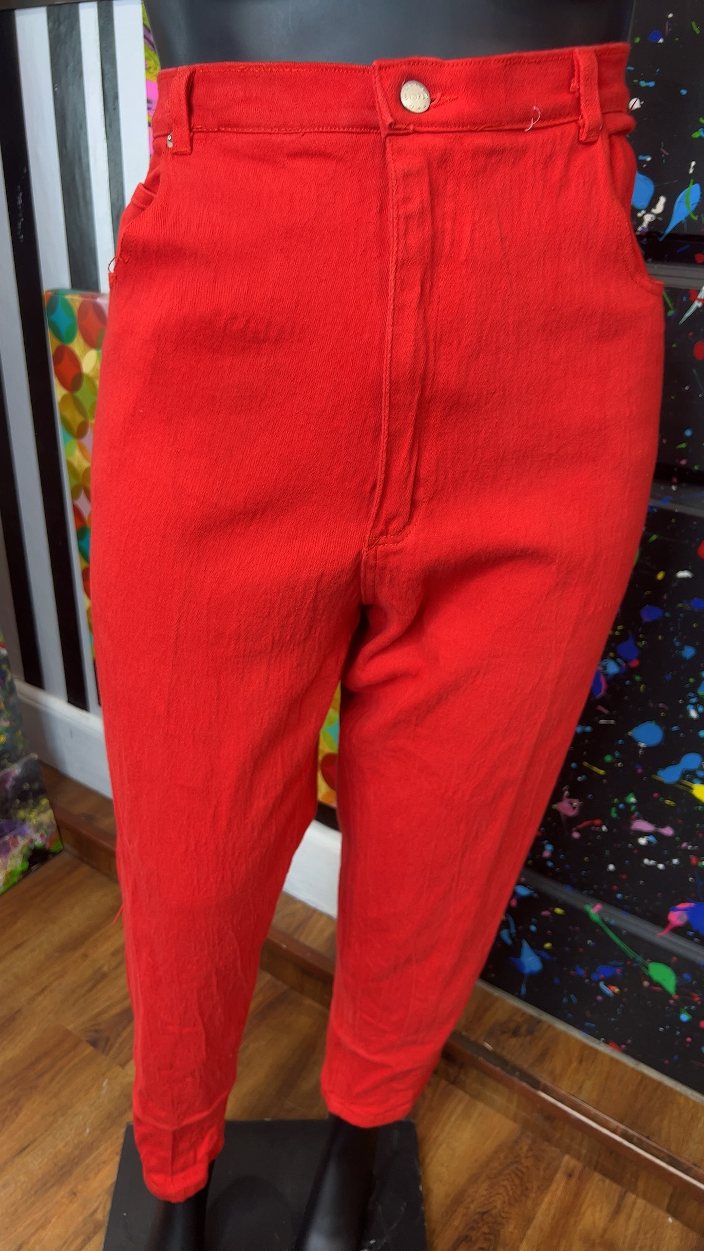 Vintage Red Jeans- Does Stretch (22)