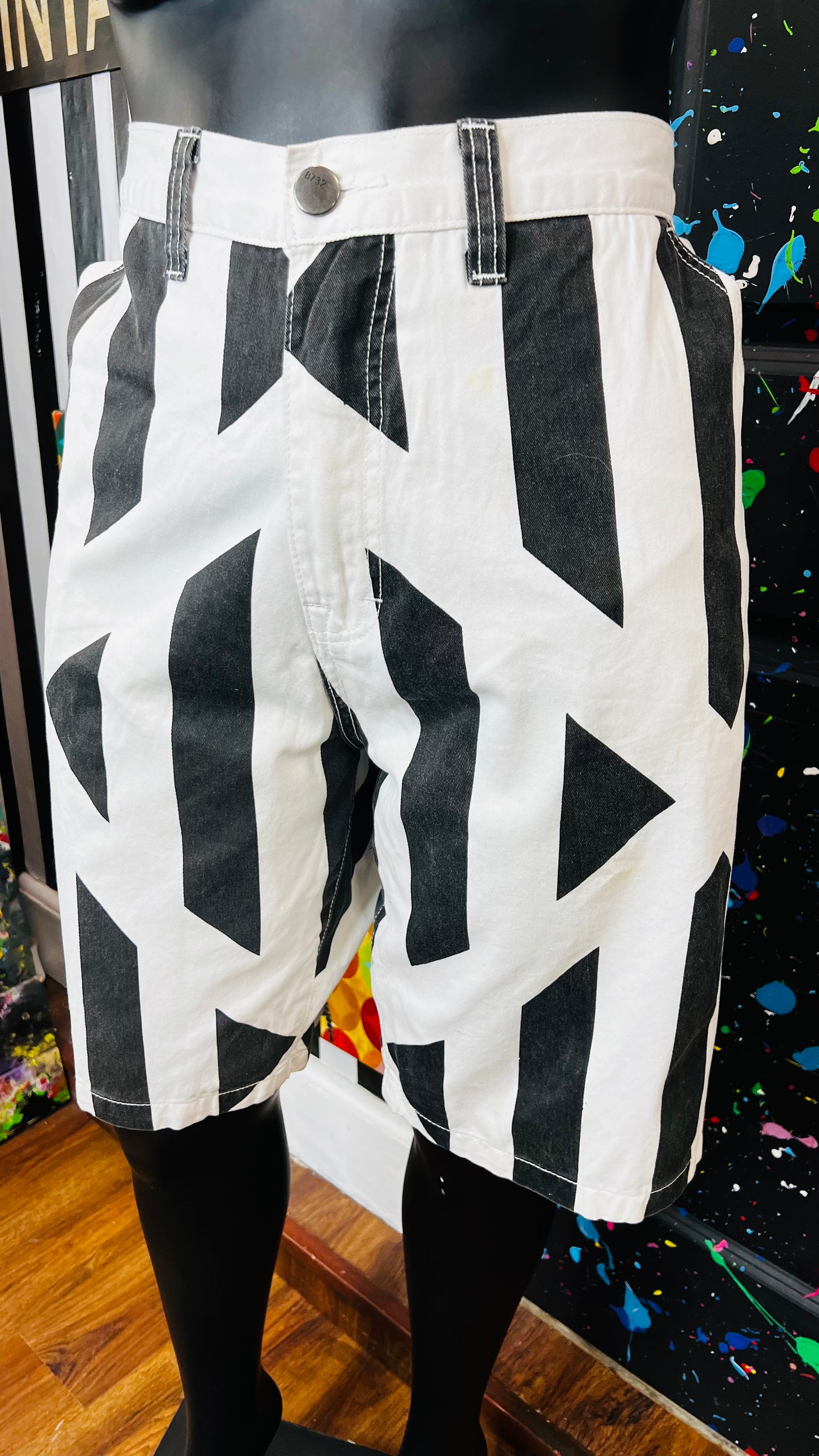 Vintage Denim Black & White Shorts (16)