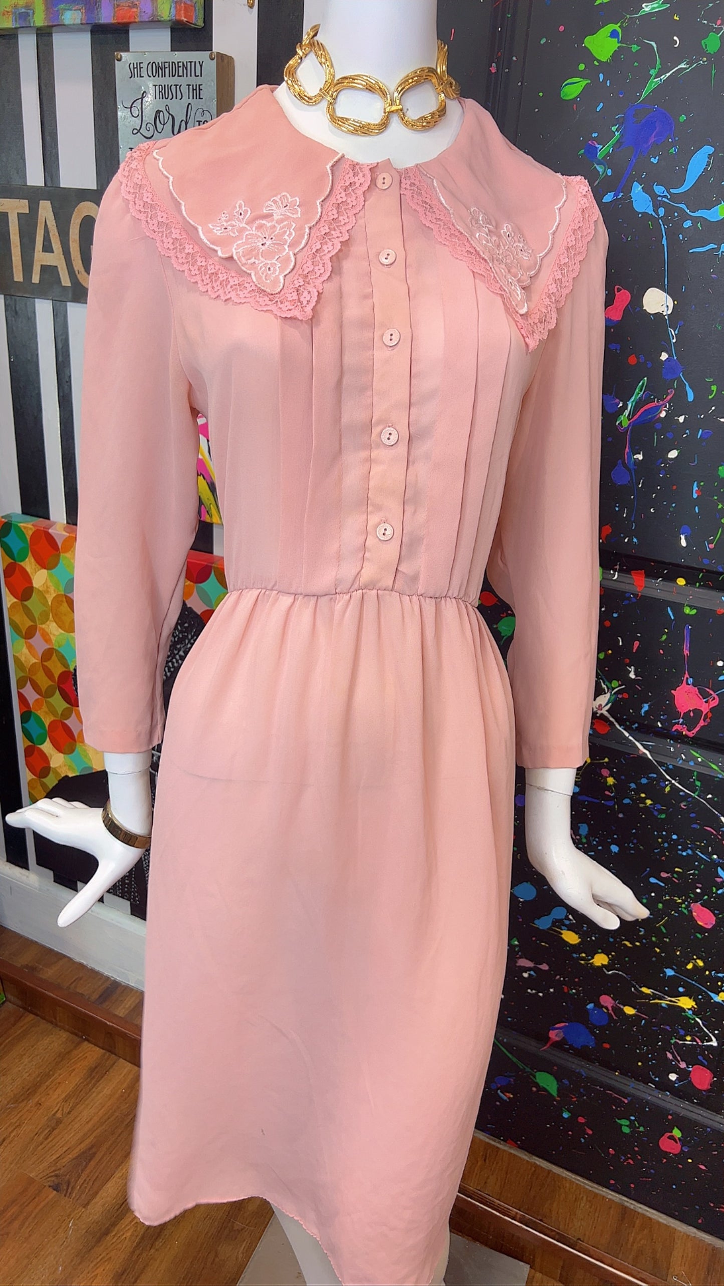 Vintage Blush Pink Dress (14)