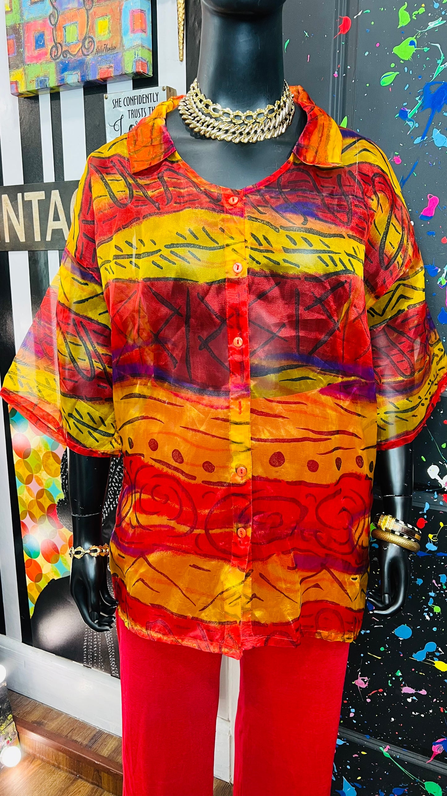 Vintage Y2K Sheer Blouse (36)