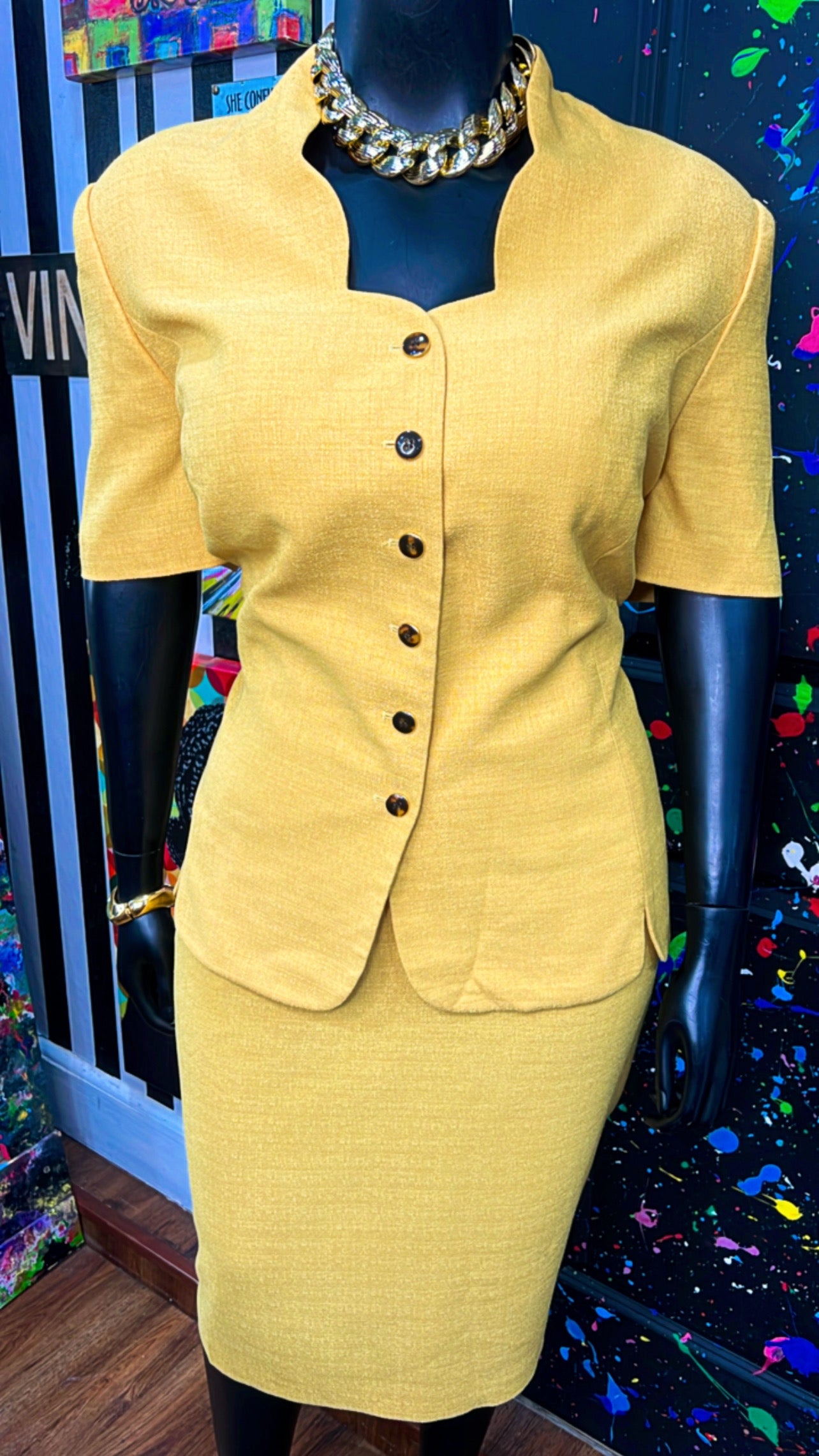 Vintage Yellow Skirt Suit (24W)
