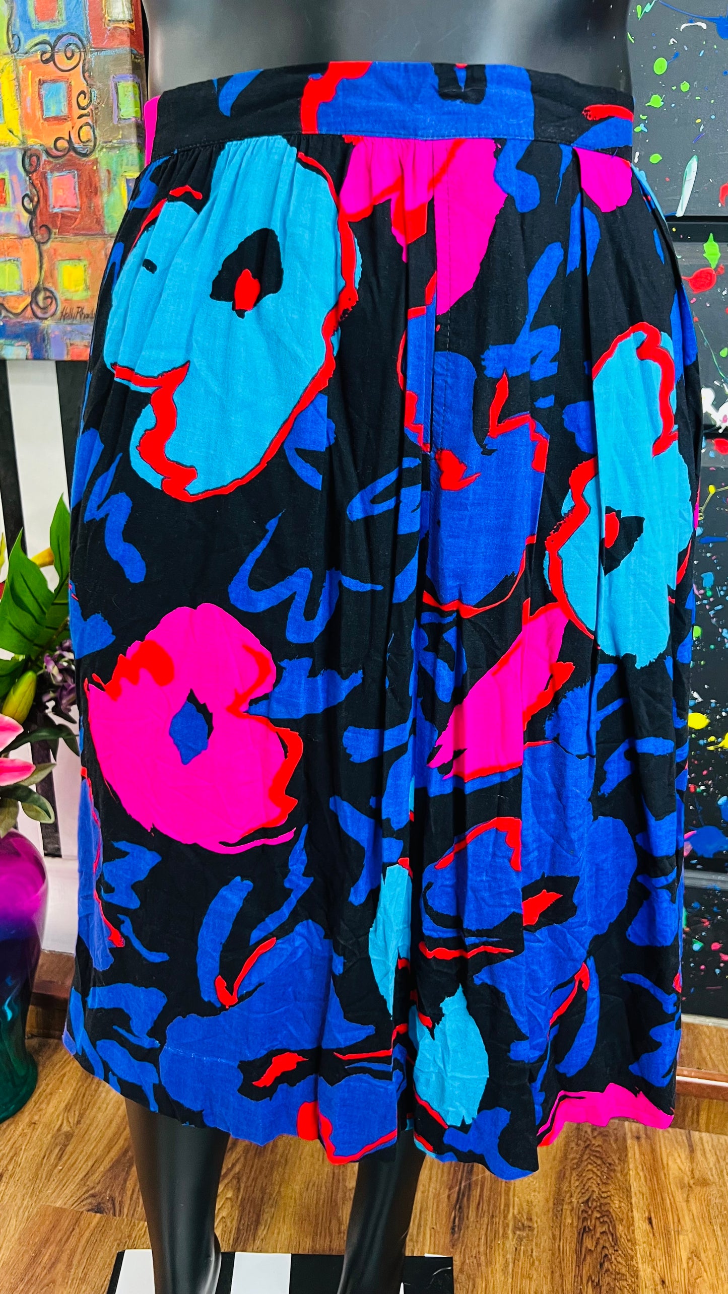 Vintage Rayon Floral Skirt