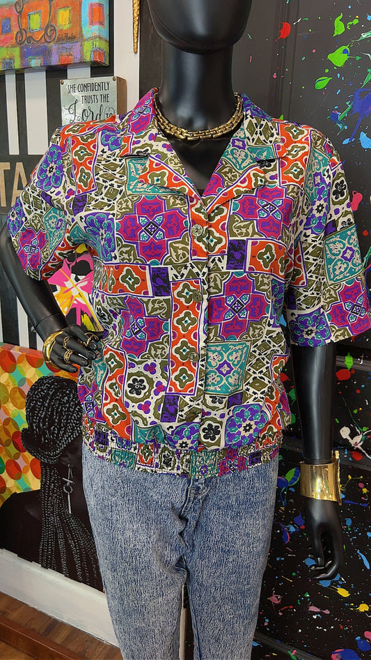 Vintage Mix Print Blouse (12)