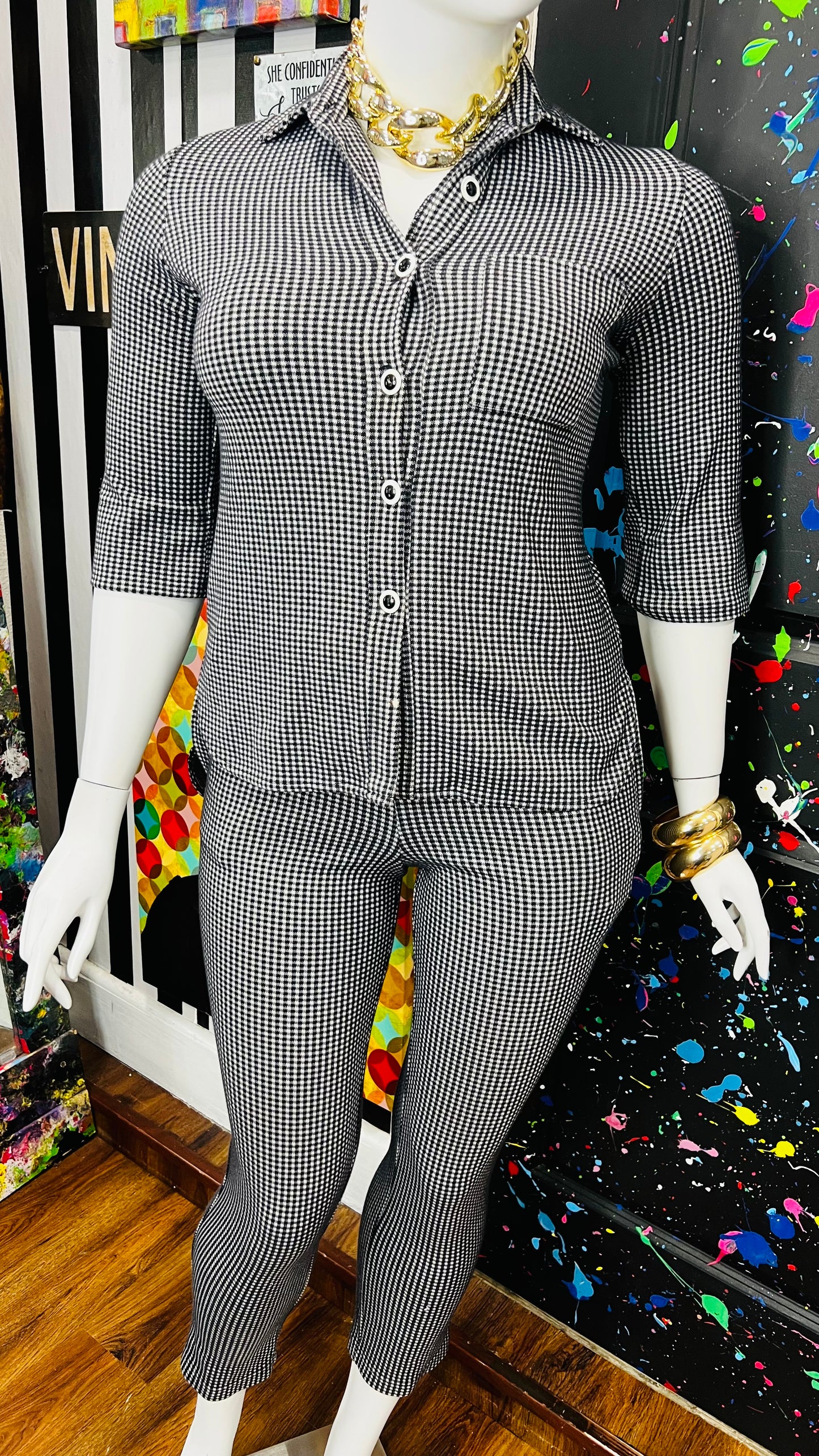 Vintage Black & White Houndstooth Set (12)
