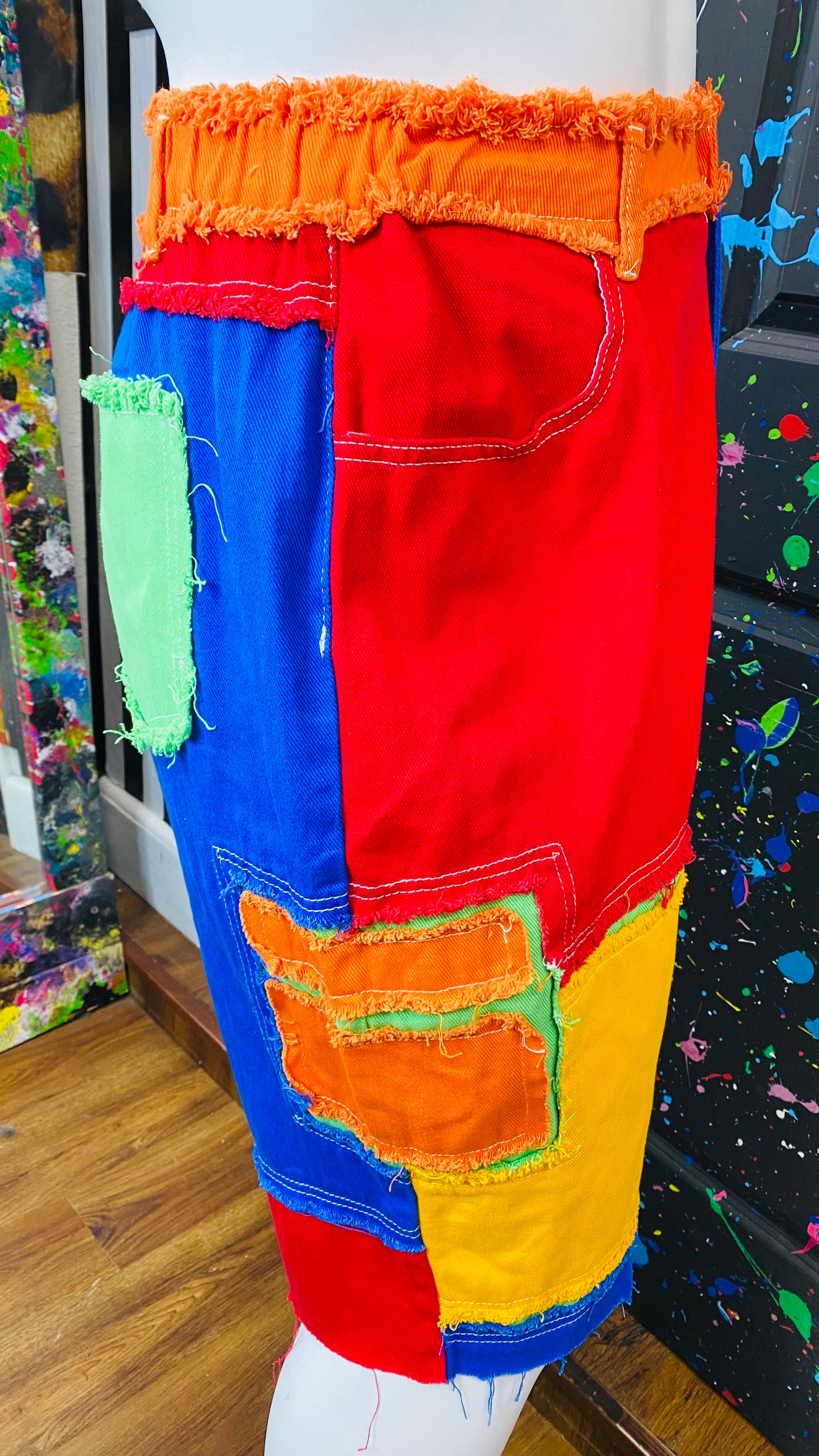 Color Block Denim Cut Jeans (18)