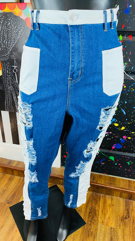 Spoonjeans White&Blue Distressed Jeans
