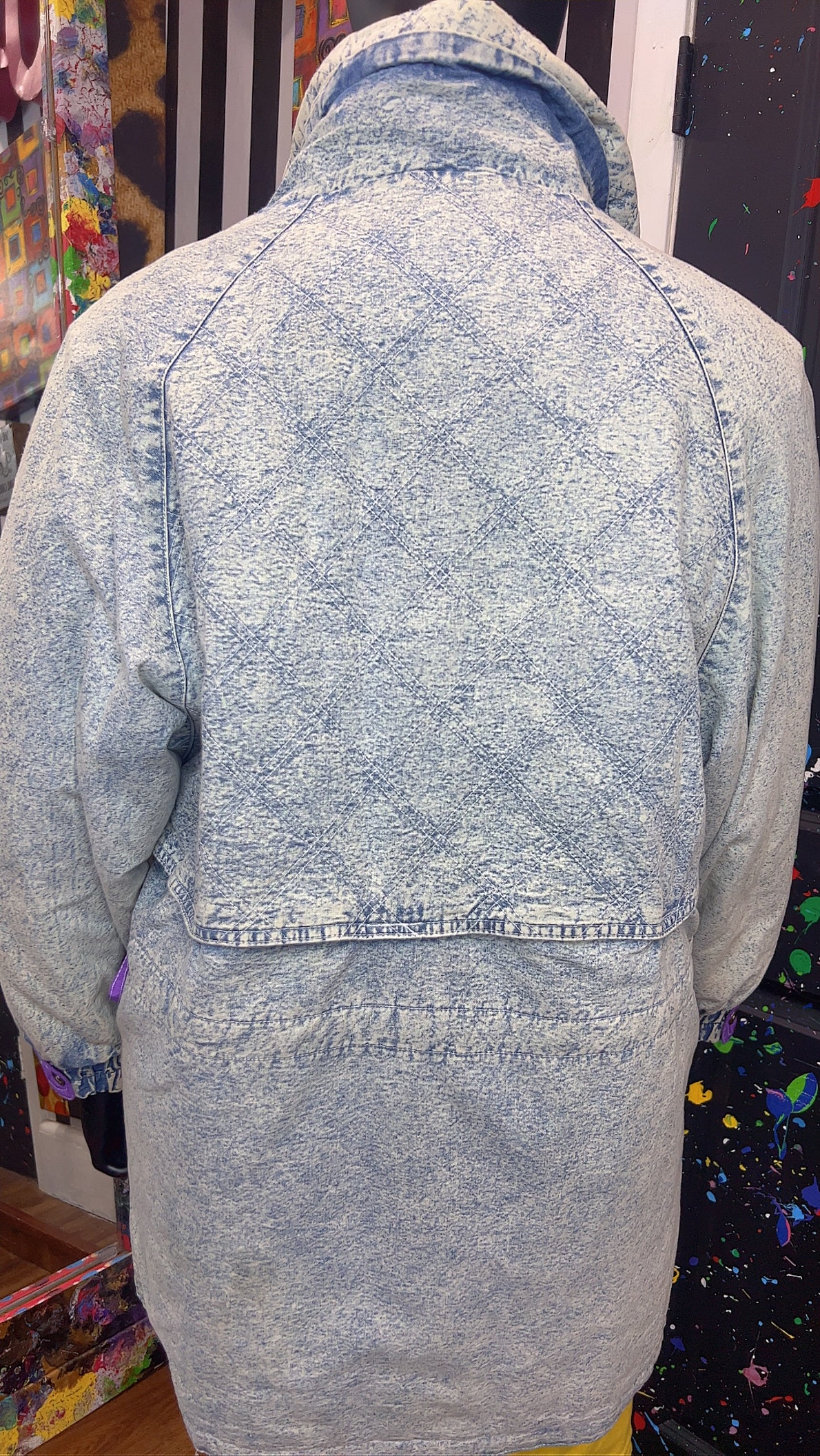 Vintage Stonewash Denim & Purple Puffer Coat (16)