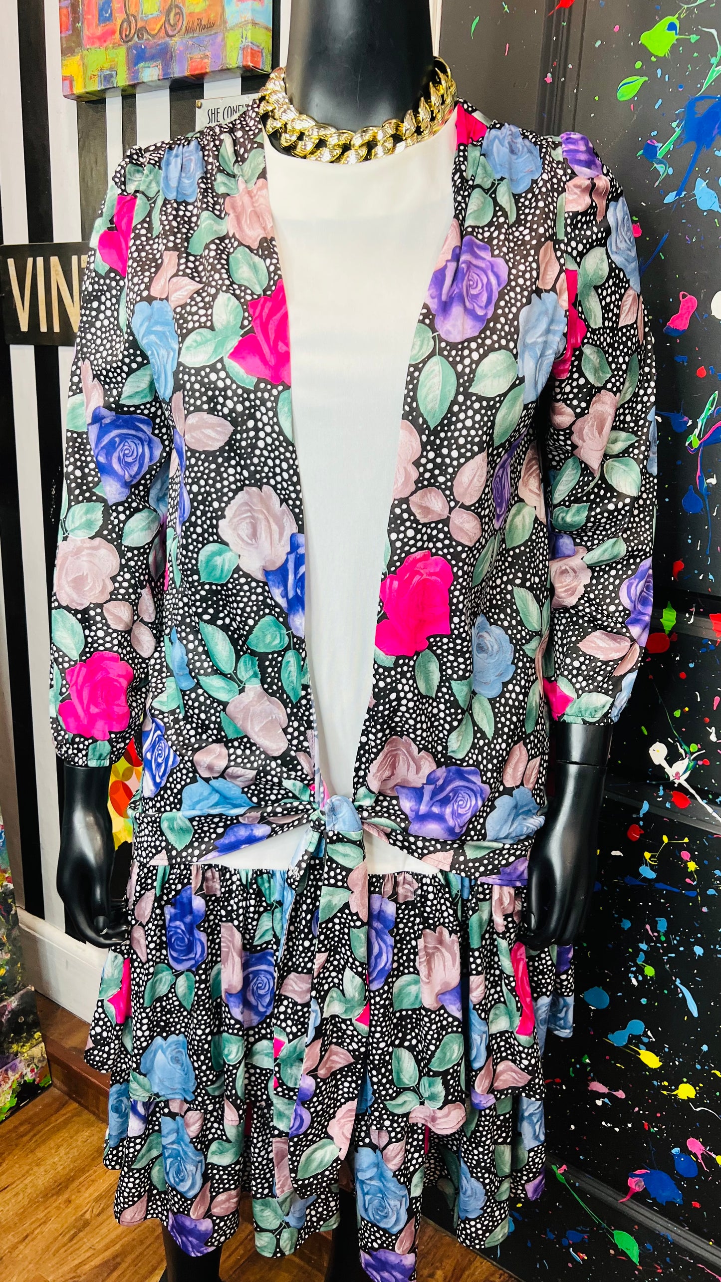 Vintage Polka Dot & Floral Dress (20)