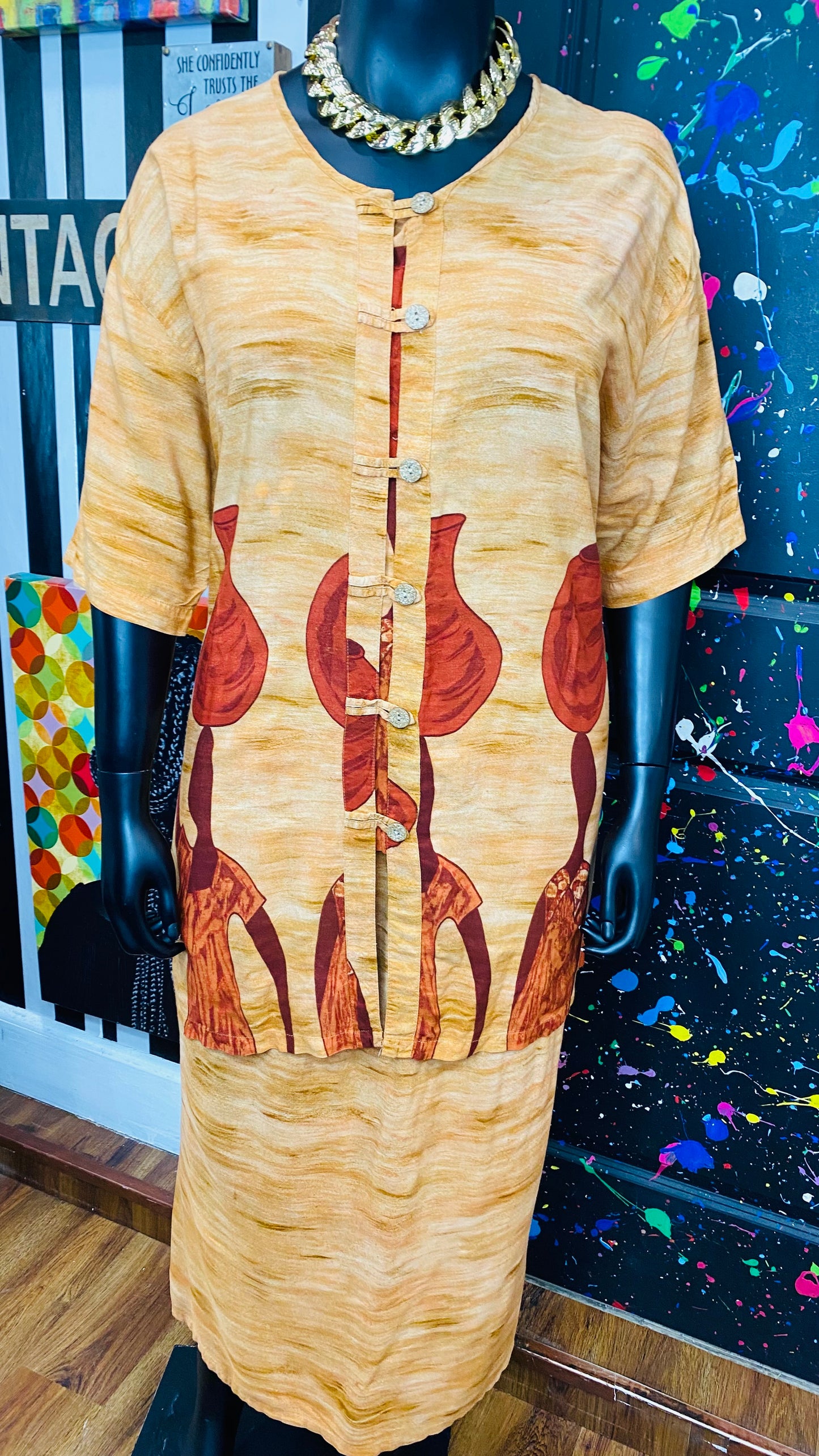 Vintage Rayon Traditional African Skirt Set (18)