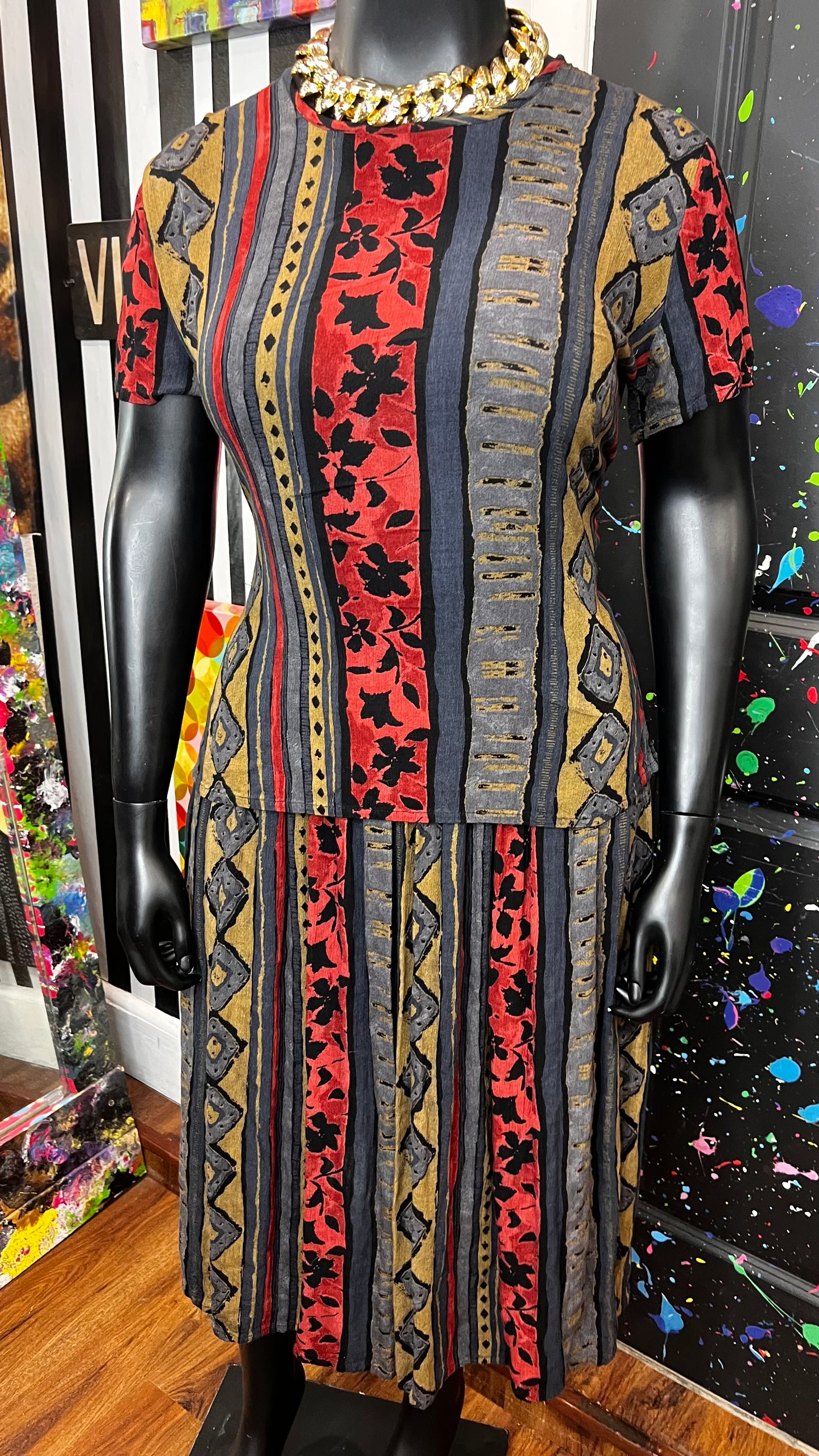 Vintage Rayon 90’s Skirt Set (14)