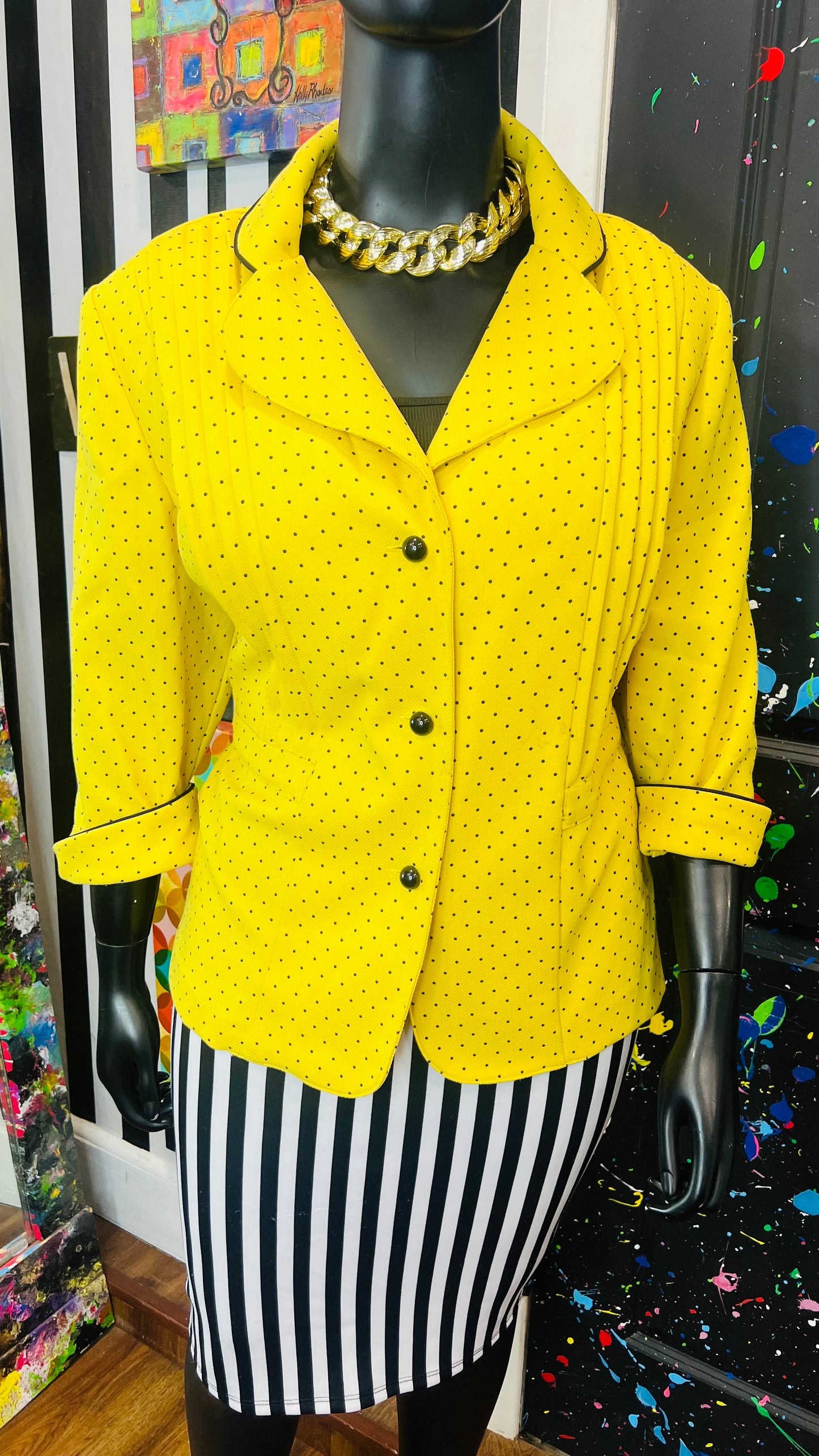 Vintage Yellow and Black Blazer (26W)