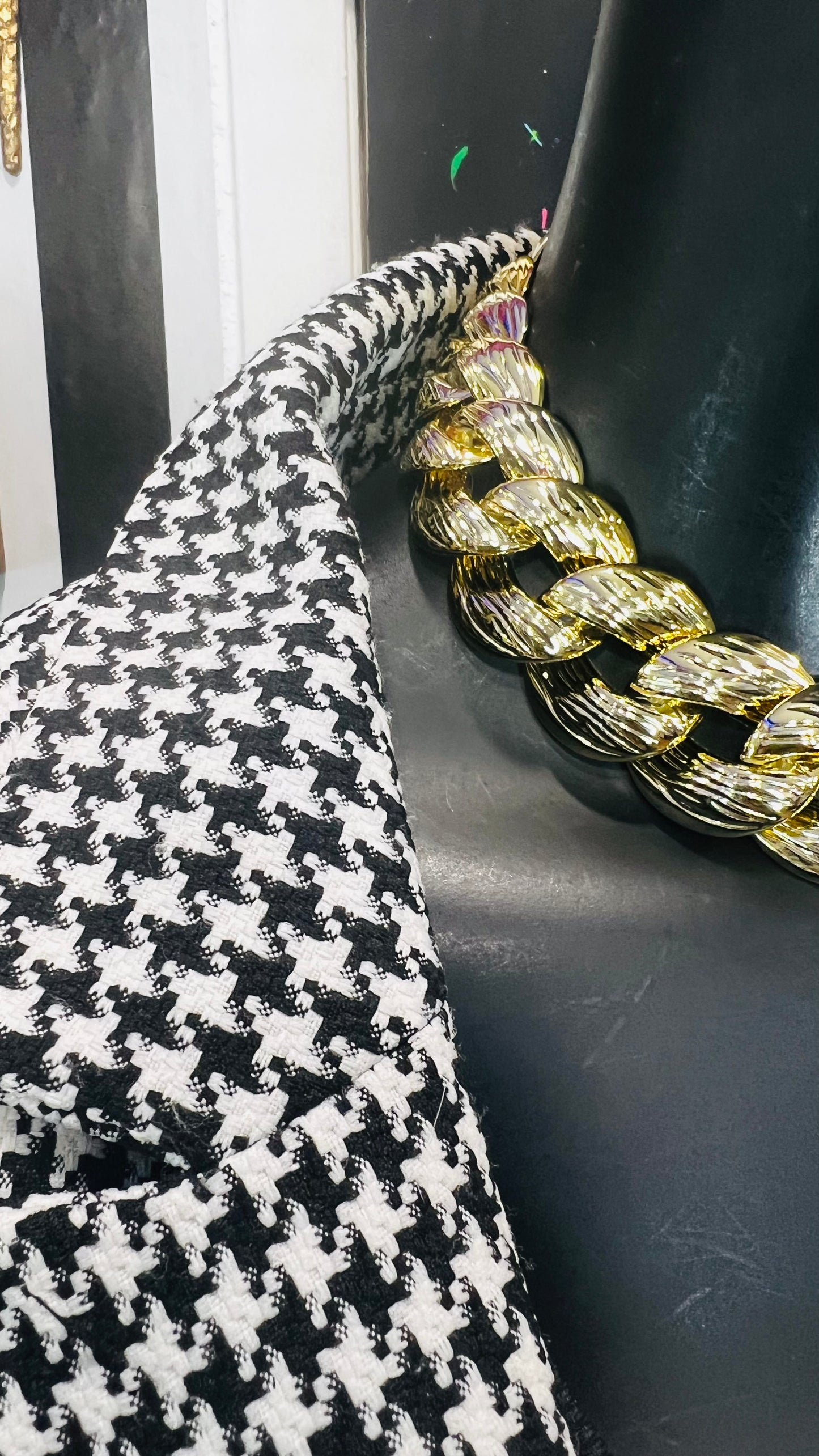 Vintage Long Houndstooth Blazer (22W)