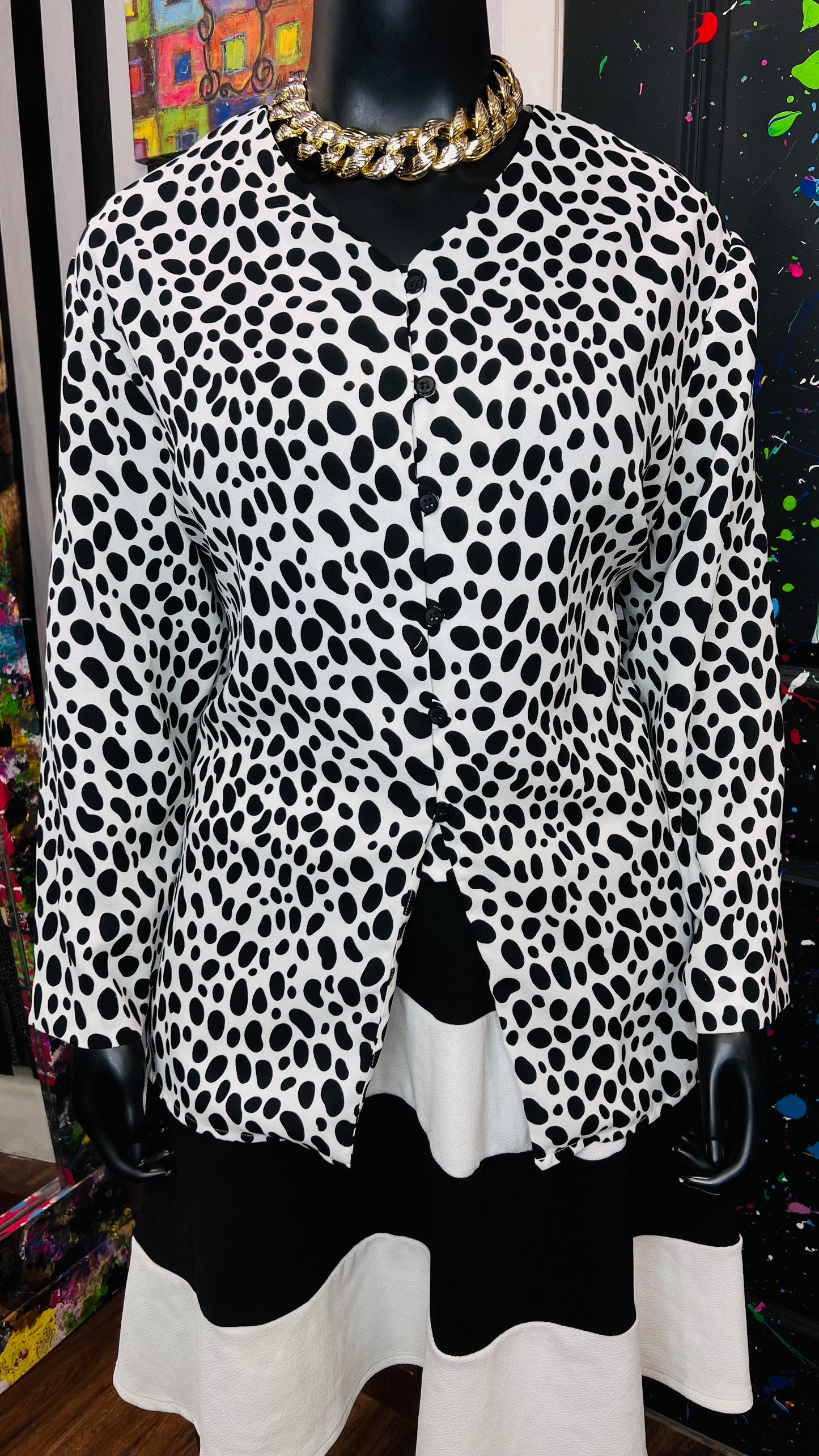 Black & White Animal Print Blouse (24)
