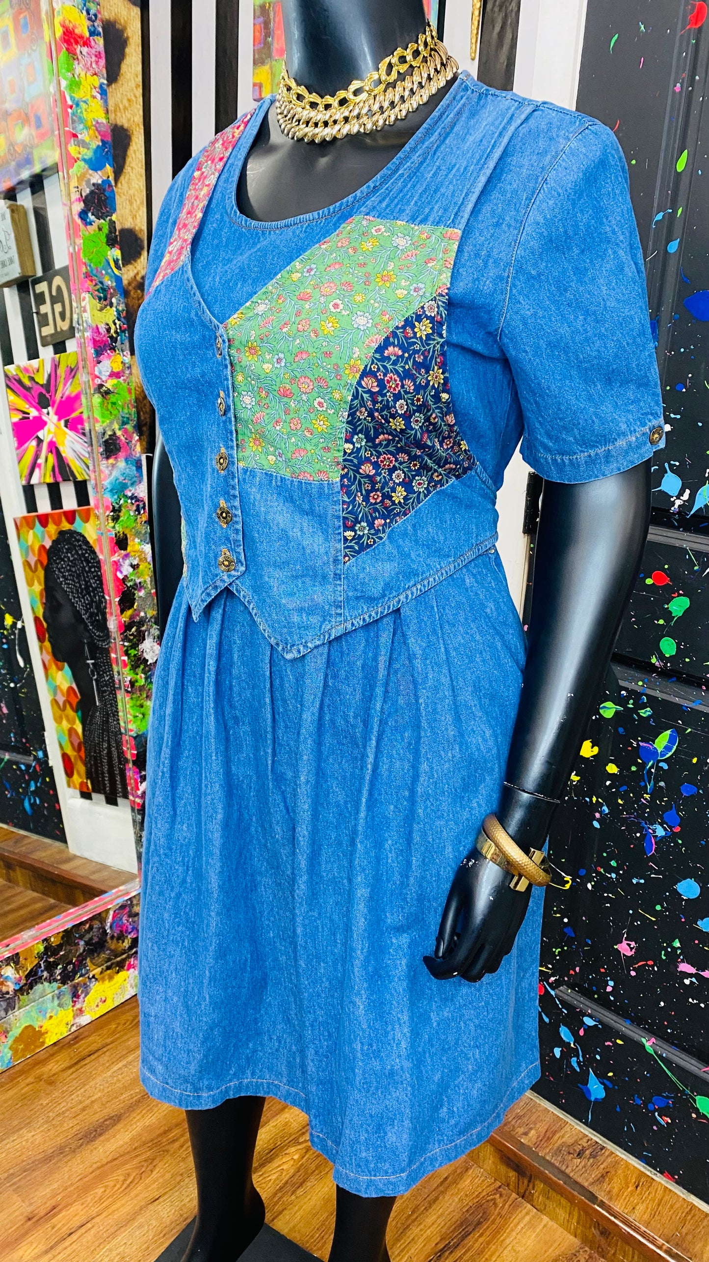 Vintage Denim Vest Dress (12/14)