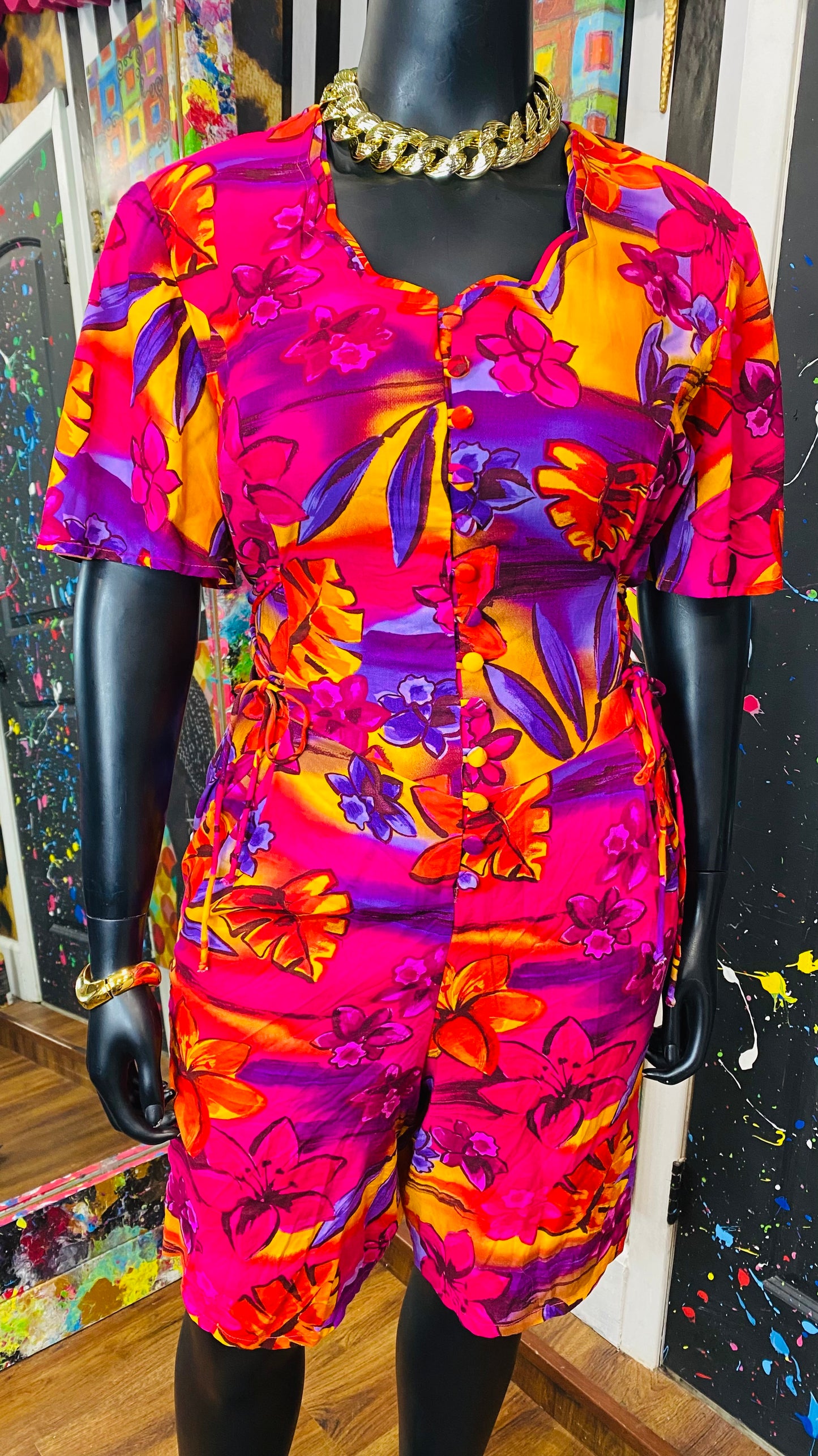 Vintage Rayon Floral Romper (18)