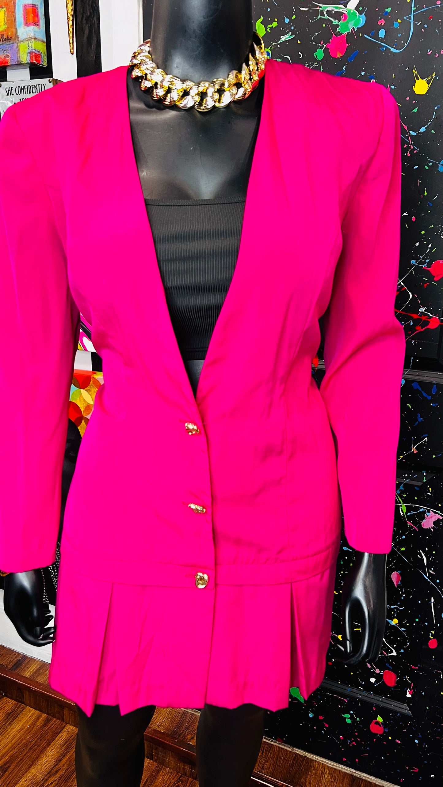 Vintage Pink Pleated Bottom Dress (15/16)