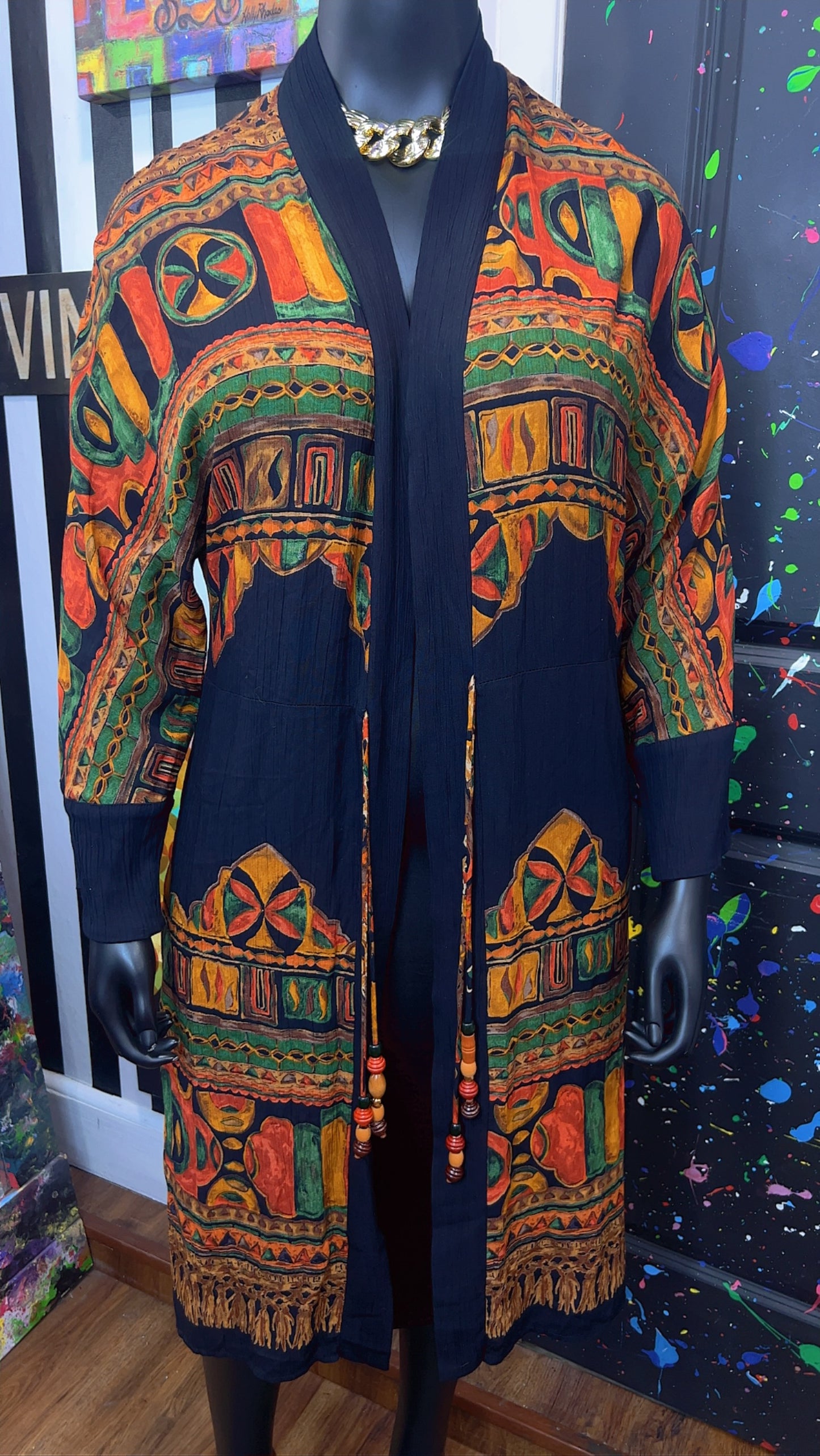 Vintage Carole Little Tribal Print Duster (22)