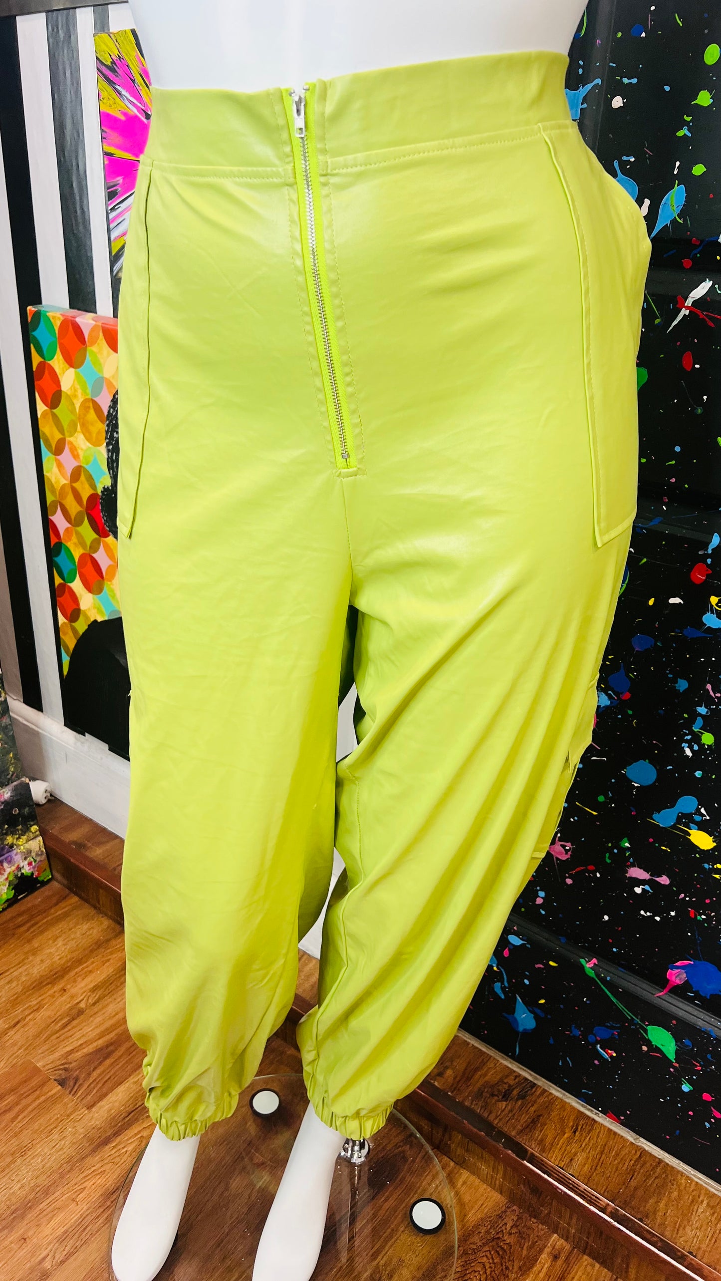 Green Faux Leather Pants (18/20)