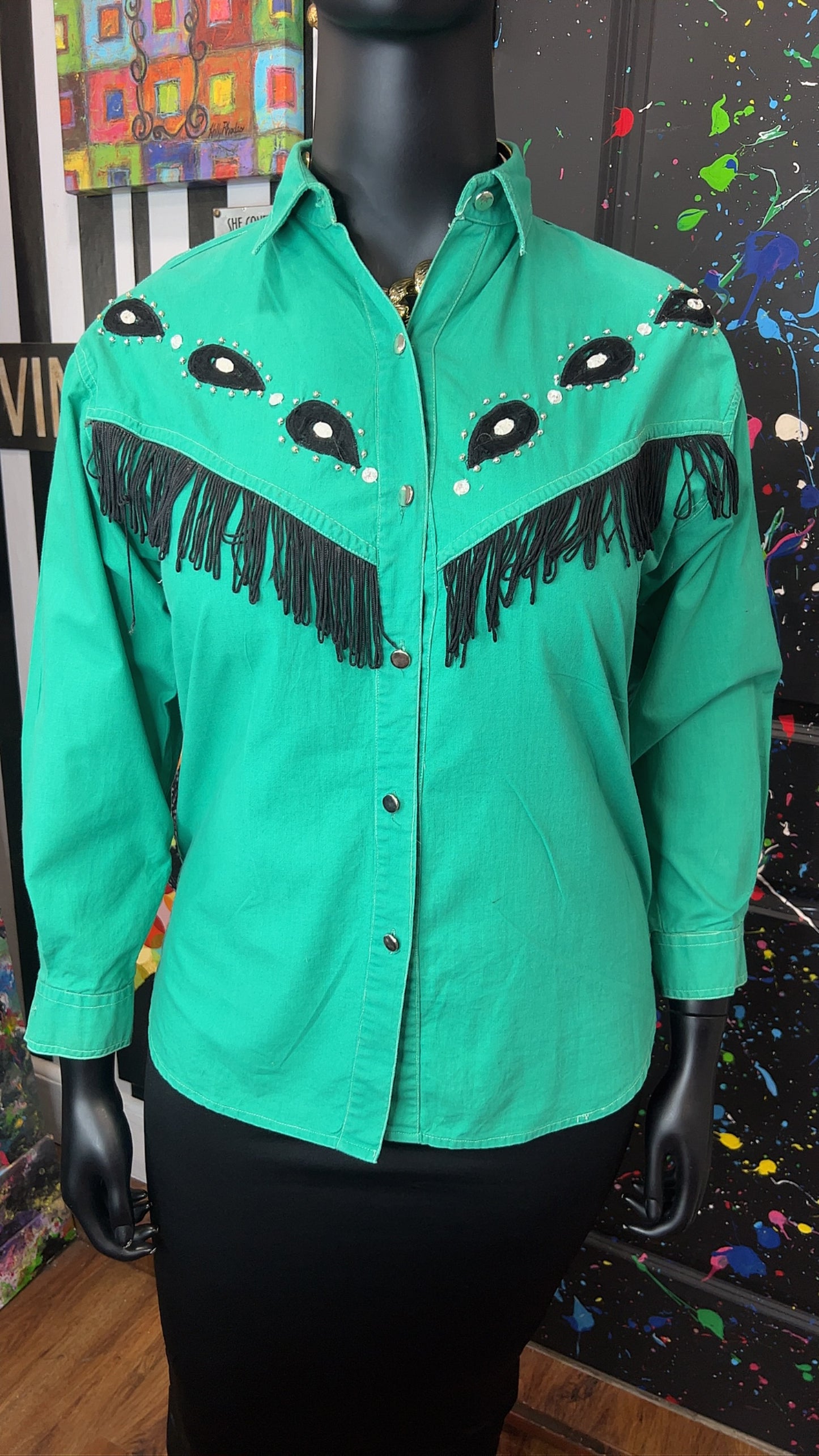 Vintage Western Fringe & Jewel Blouse (12)