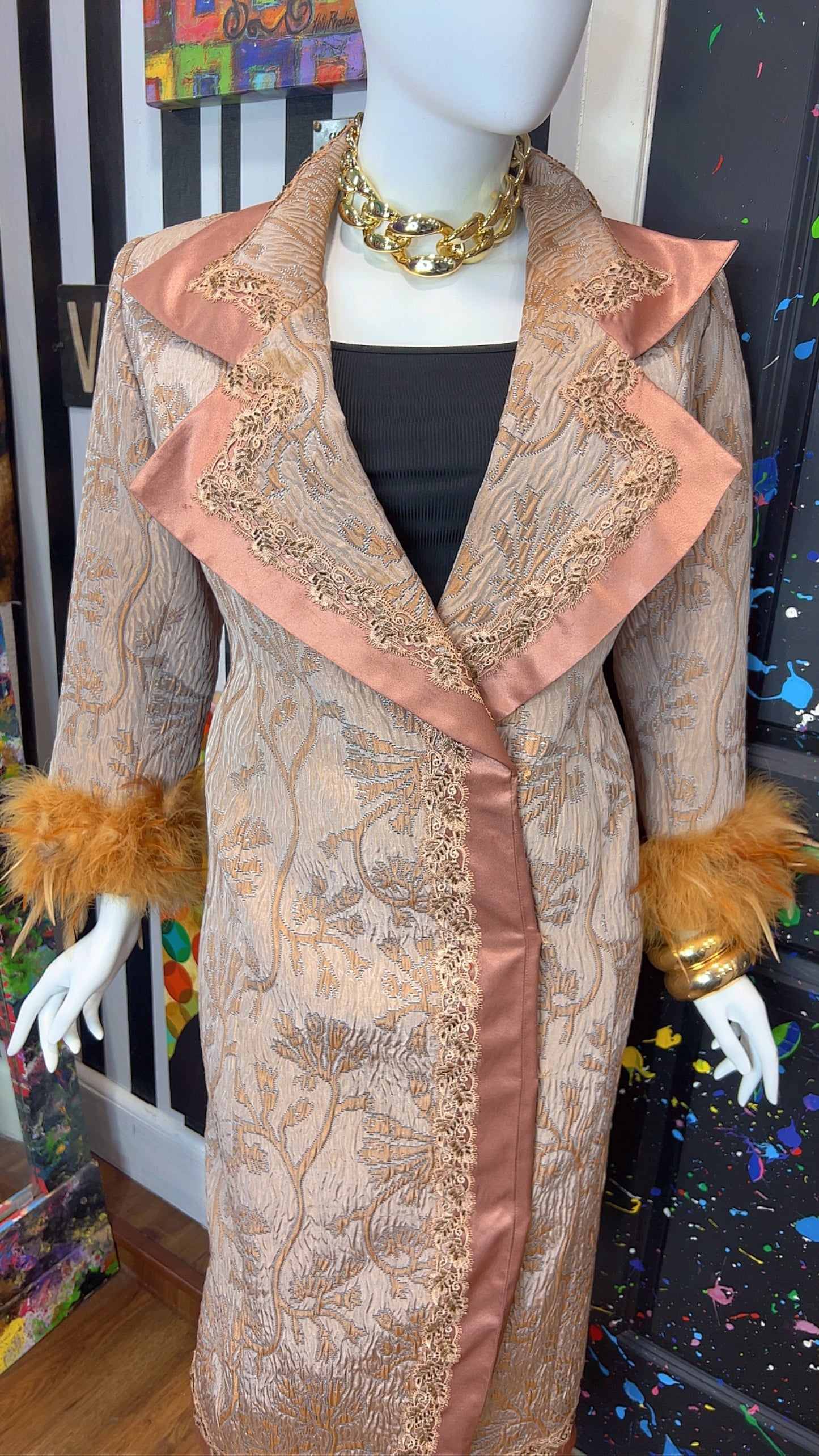 Vintage Long Statement Couture Blazer w/ Faux Fur (16)