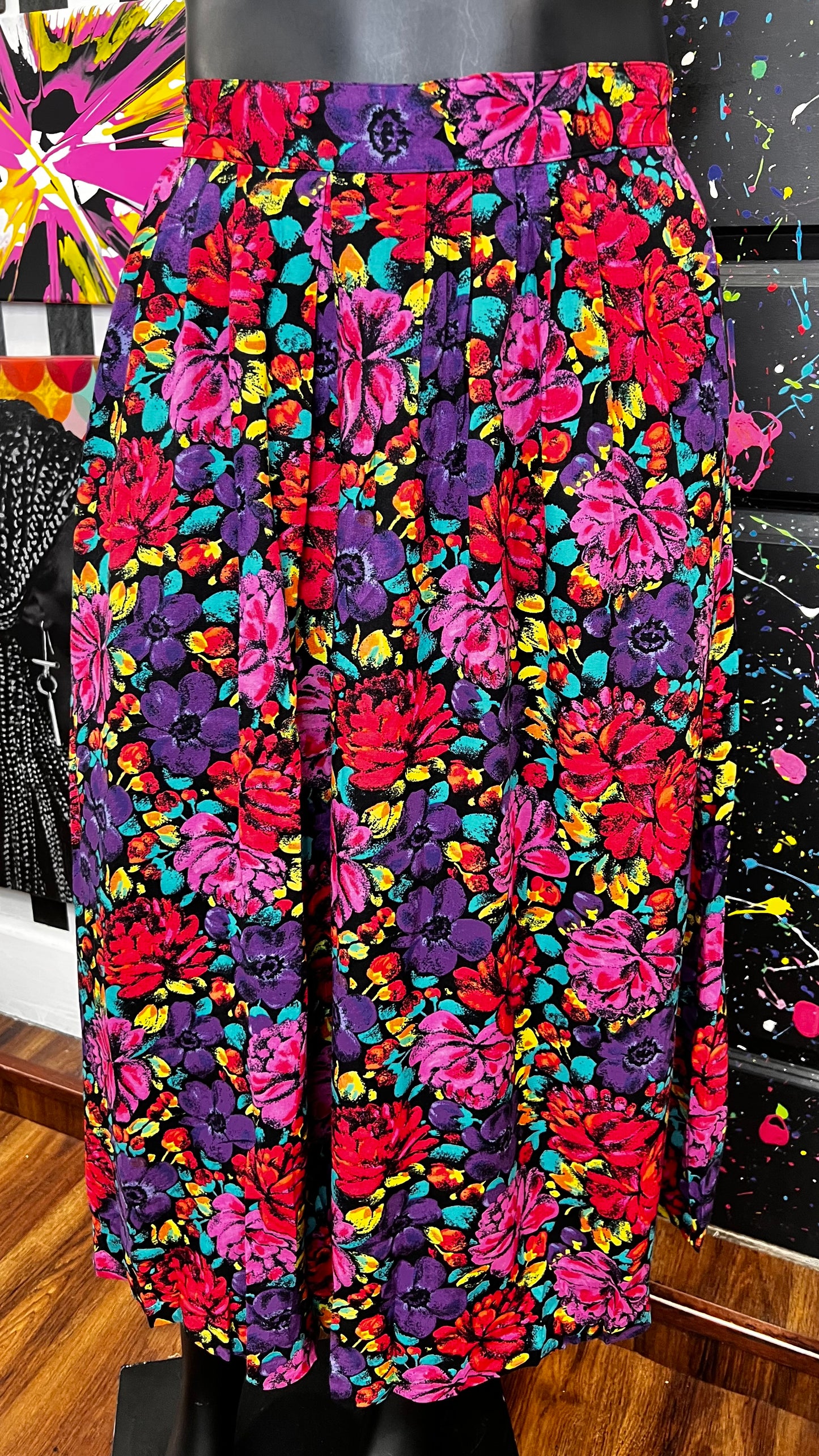 Vintage Floral Rayon Skirt (20)
