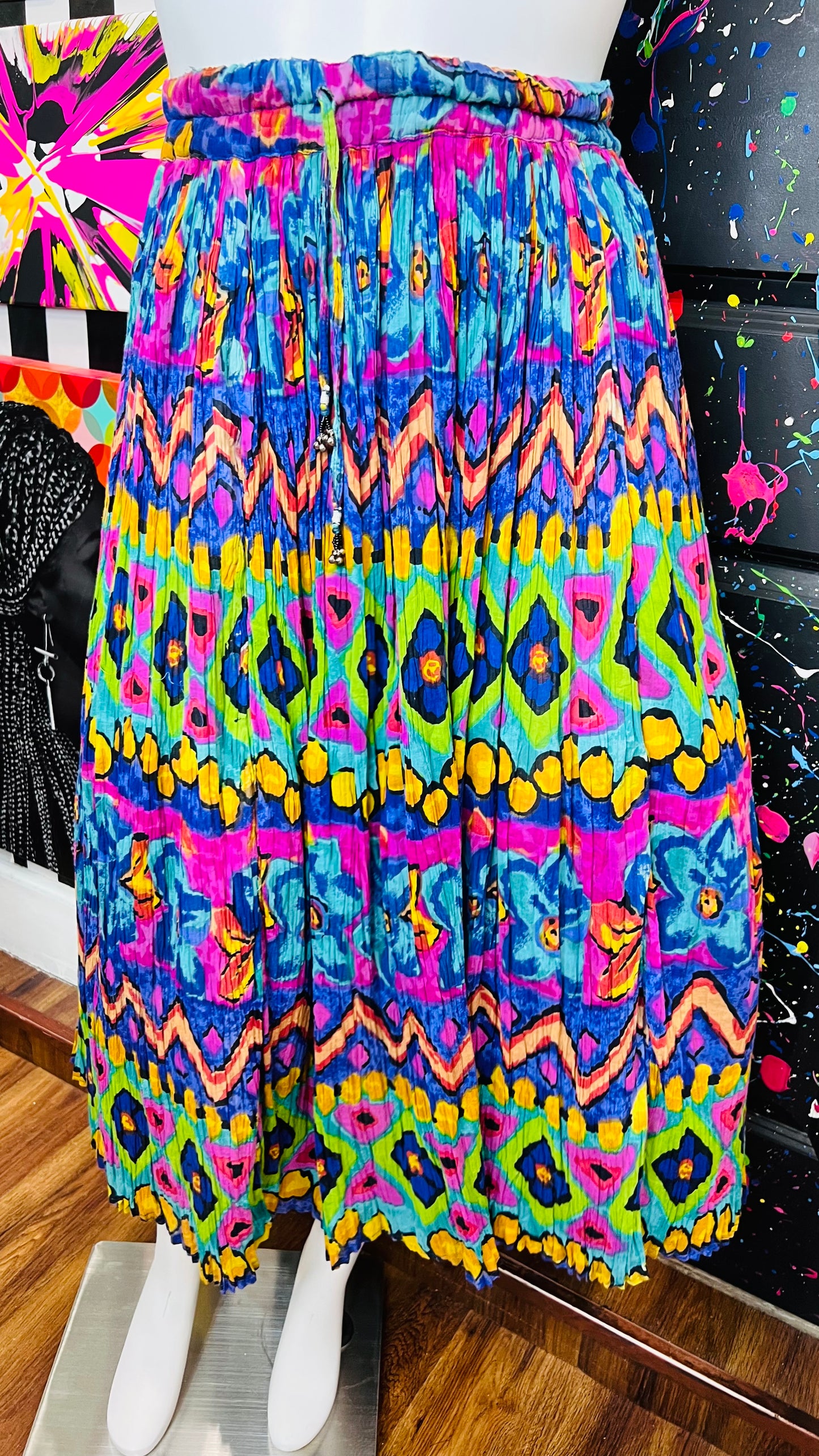 Vintage Rayon Vibrant Skirt (OS)