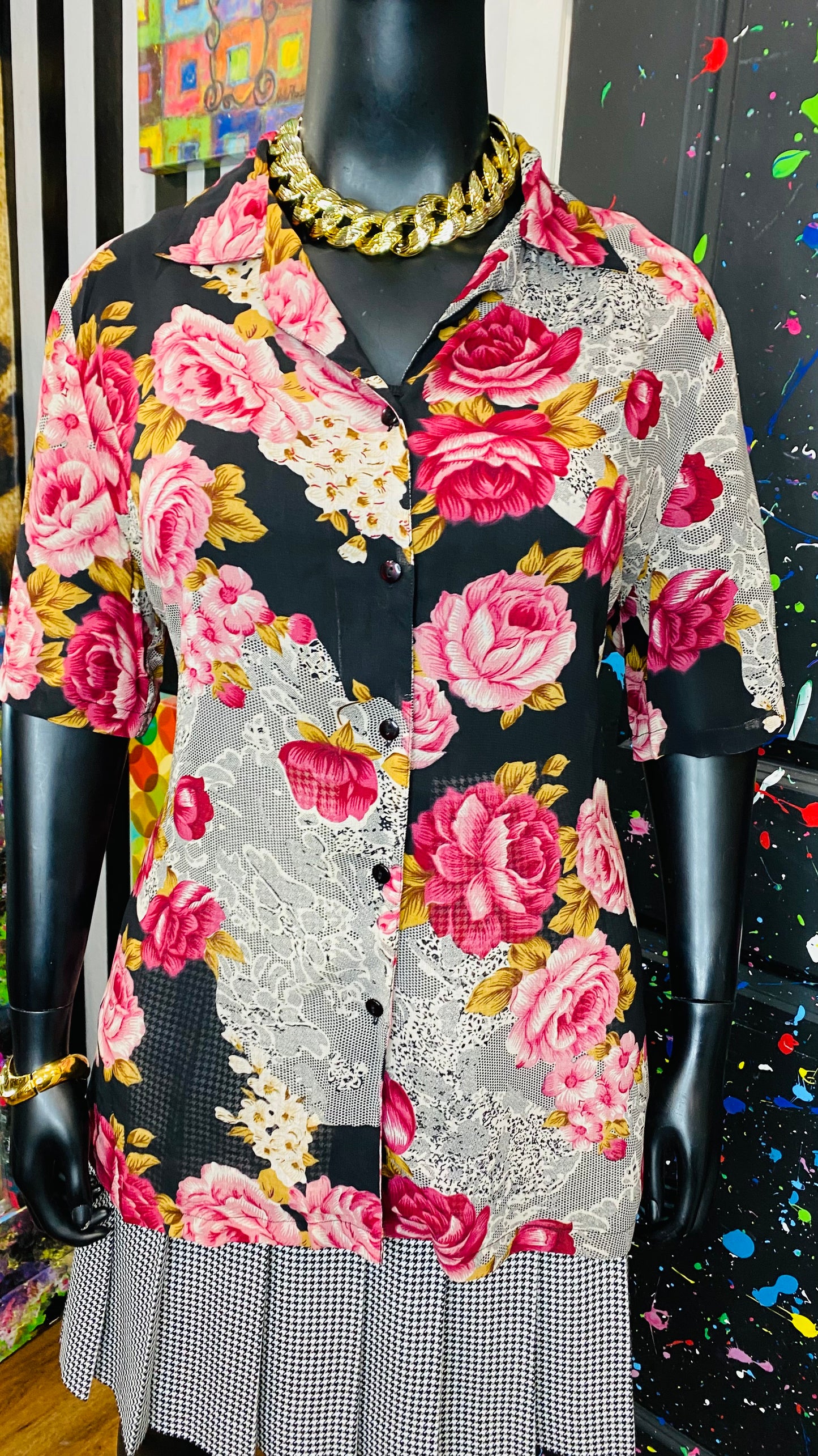 Vintage Sheer Mixprint Blouse (22)
