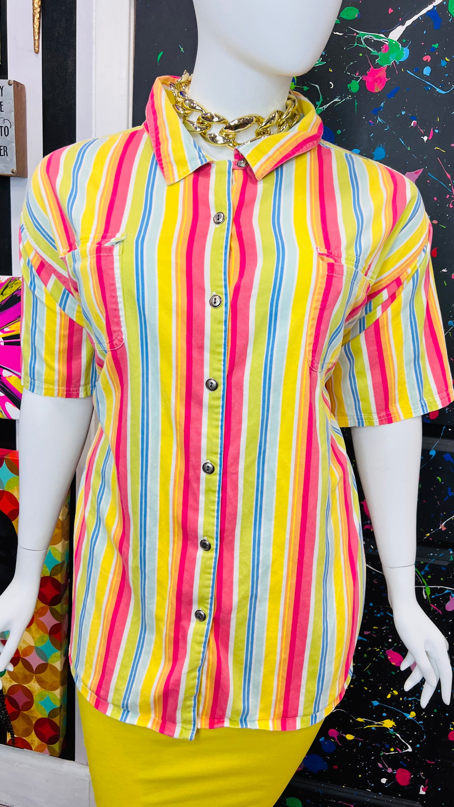 Vintage Denim Striped Blouse (28)