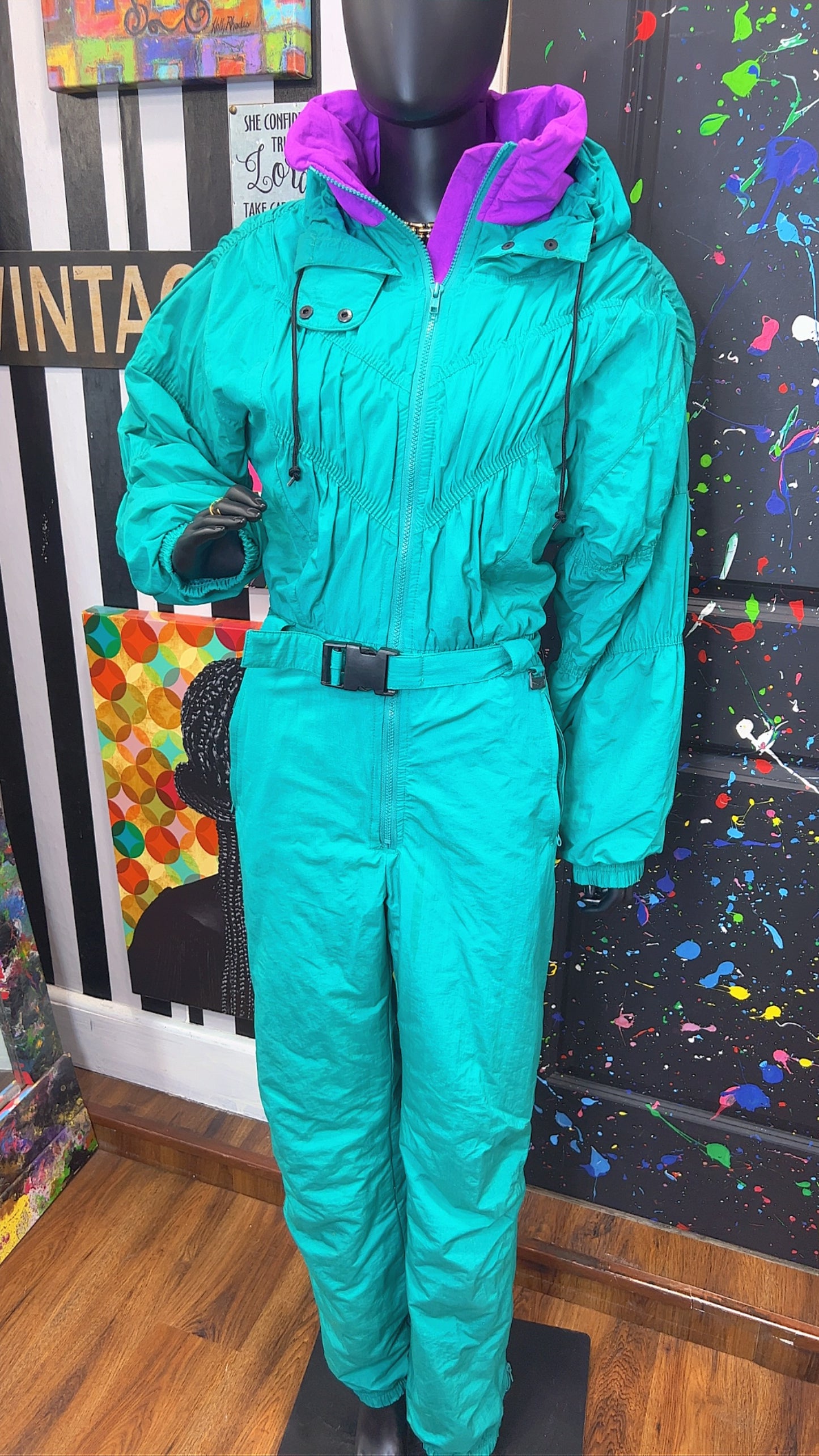 Vintage Teal Ski Suit (14)