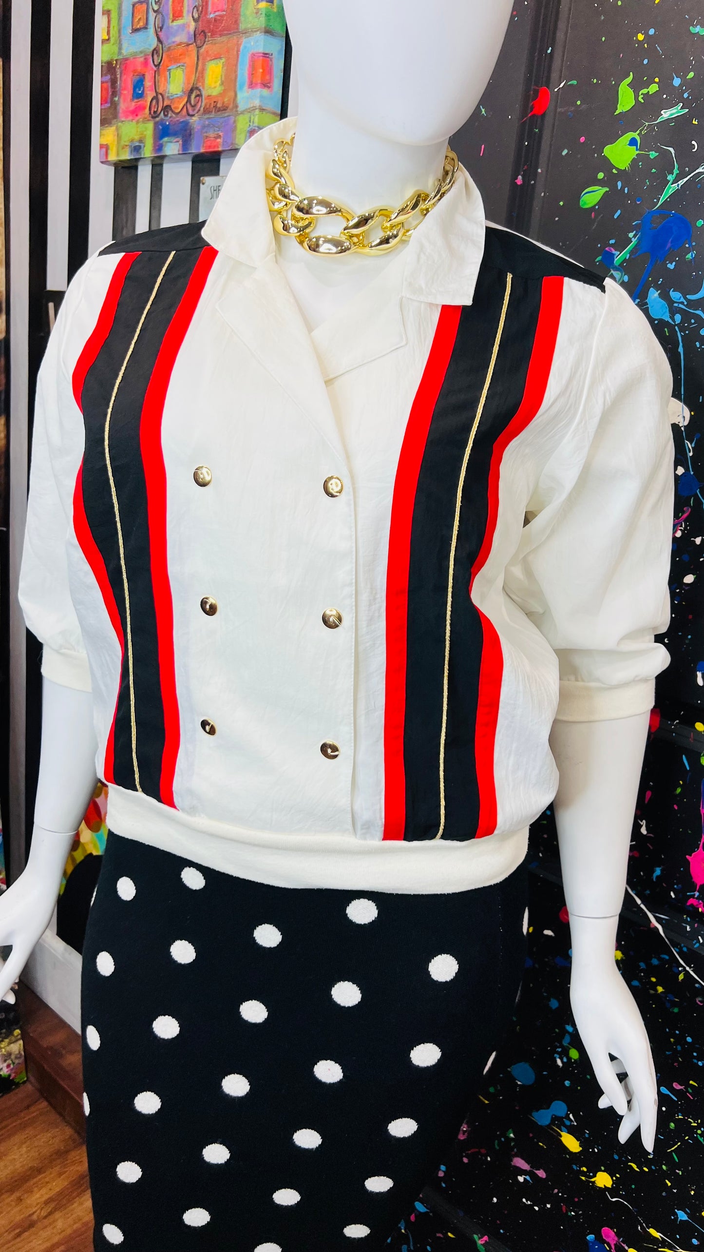 Vintage Red, Black Gold & Blouse (16)