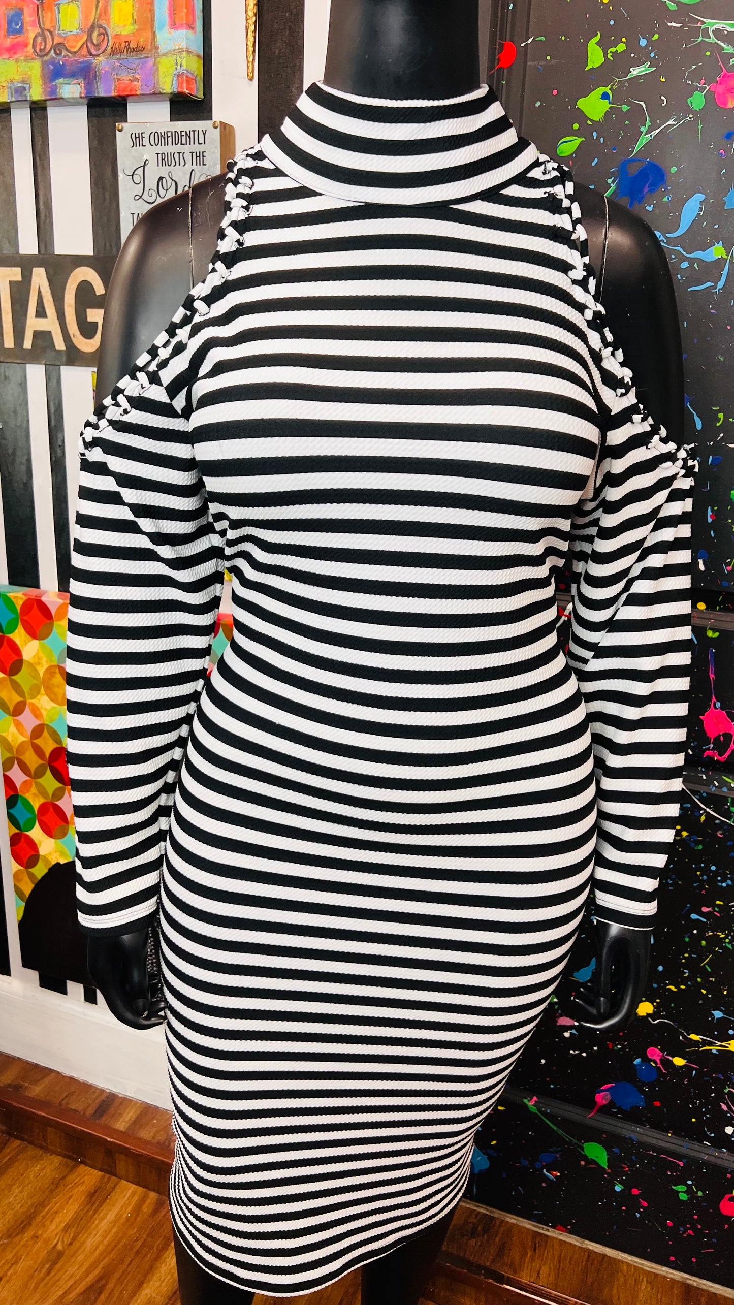 Ashley Stewart Striped Open Shoulder Dress (18/20)