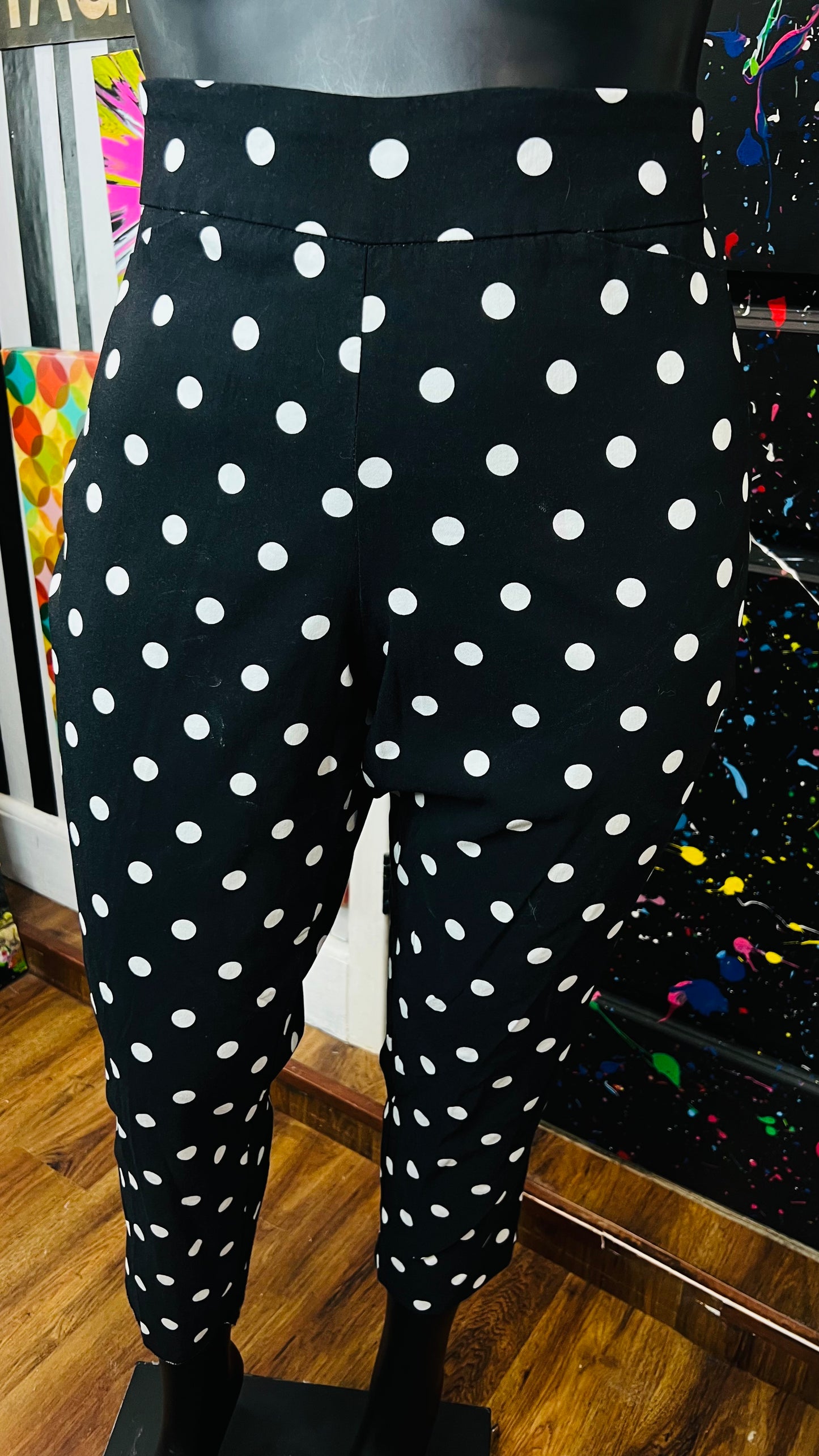 Black & White Polka Dot Stretch Pants (20W)