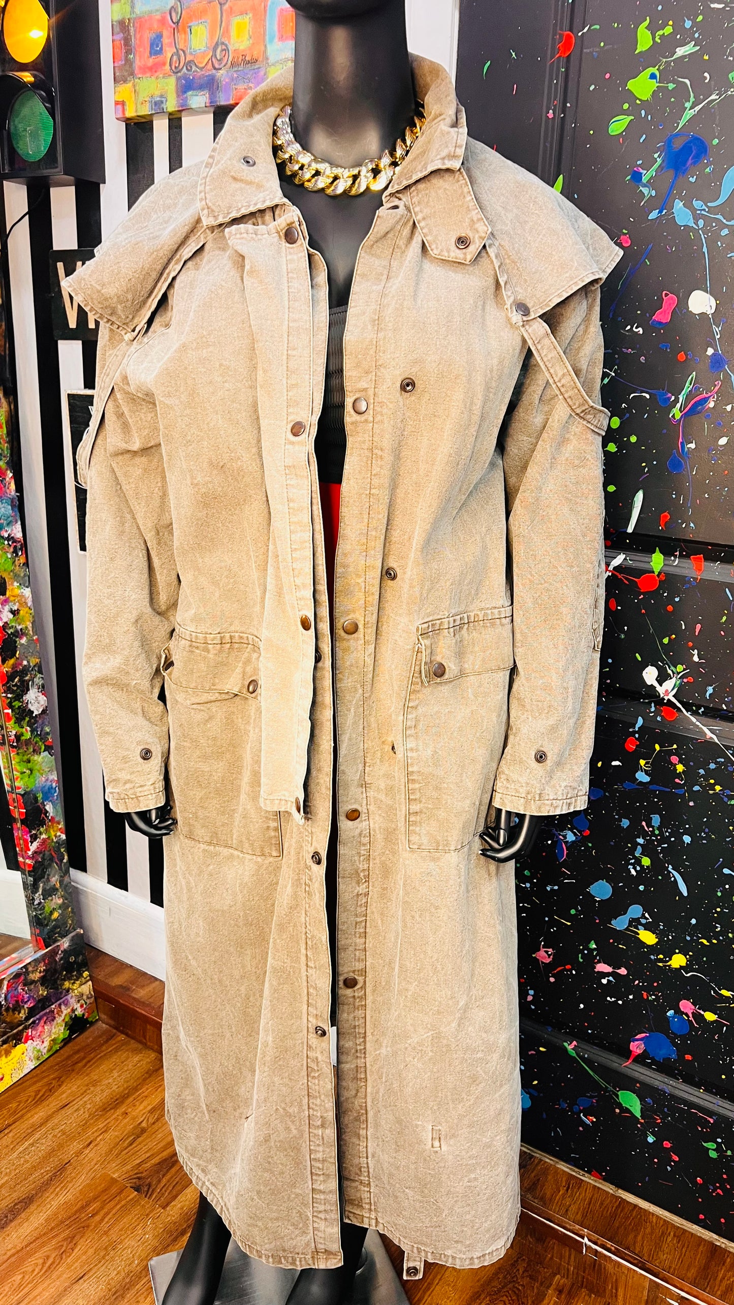 Vintage Denim Distressed Trench Coat (18)