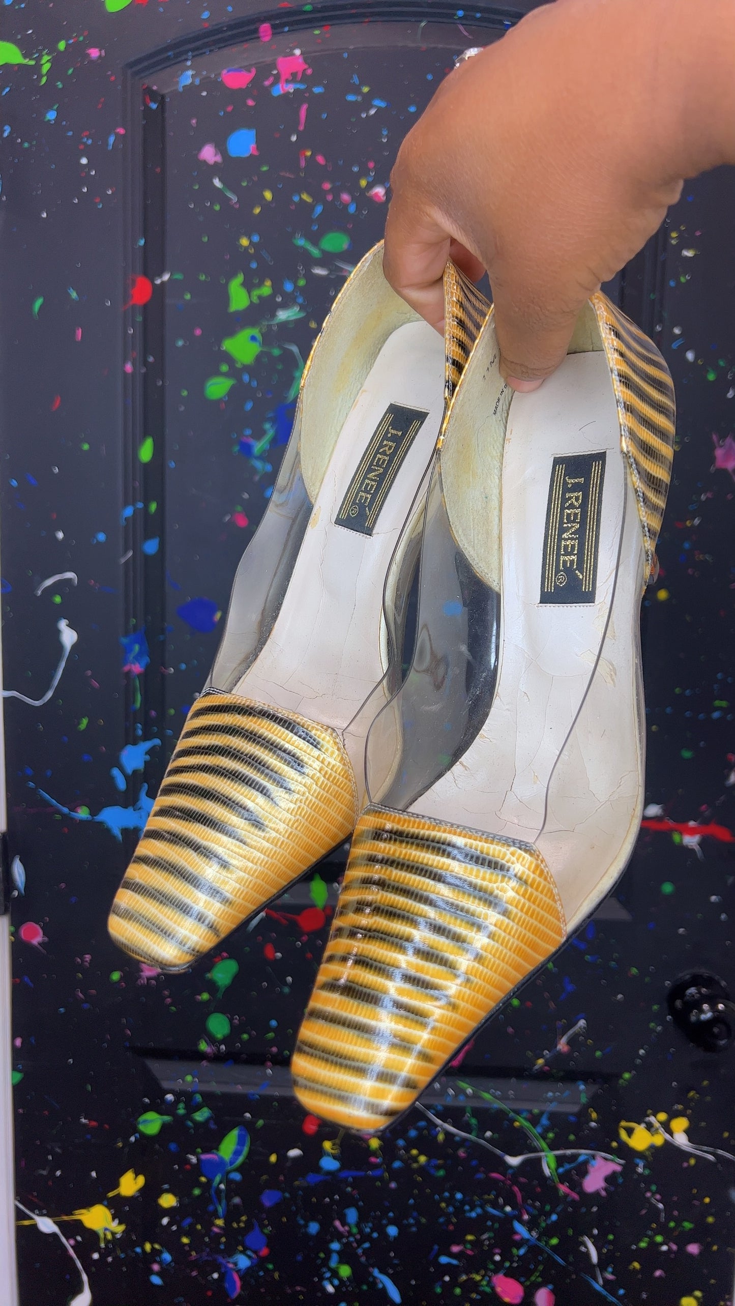 Vintage Clear Gold & Black Heels (11)