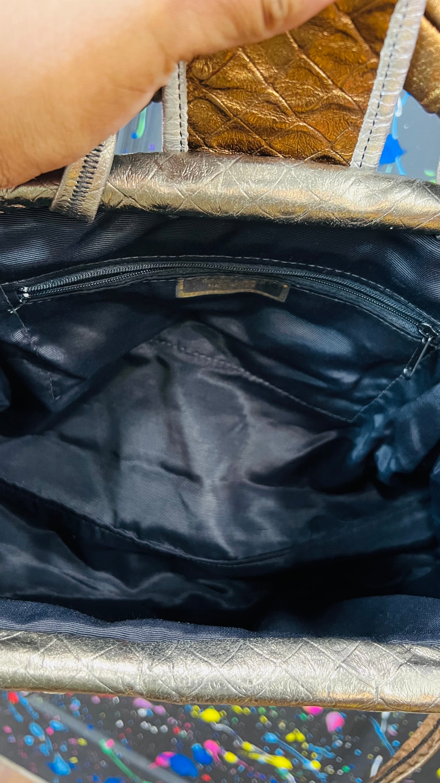 Vintage Genuine Leather Gold & Bronze Bag