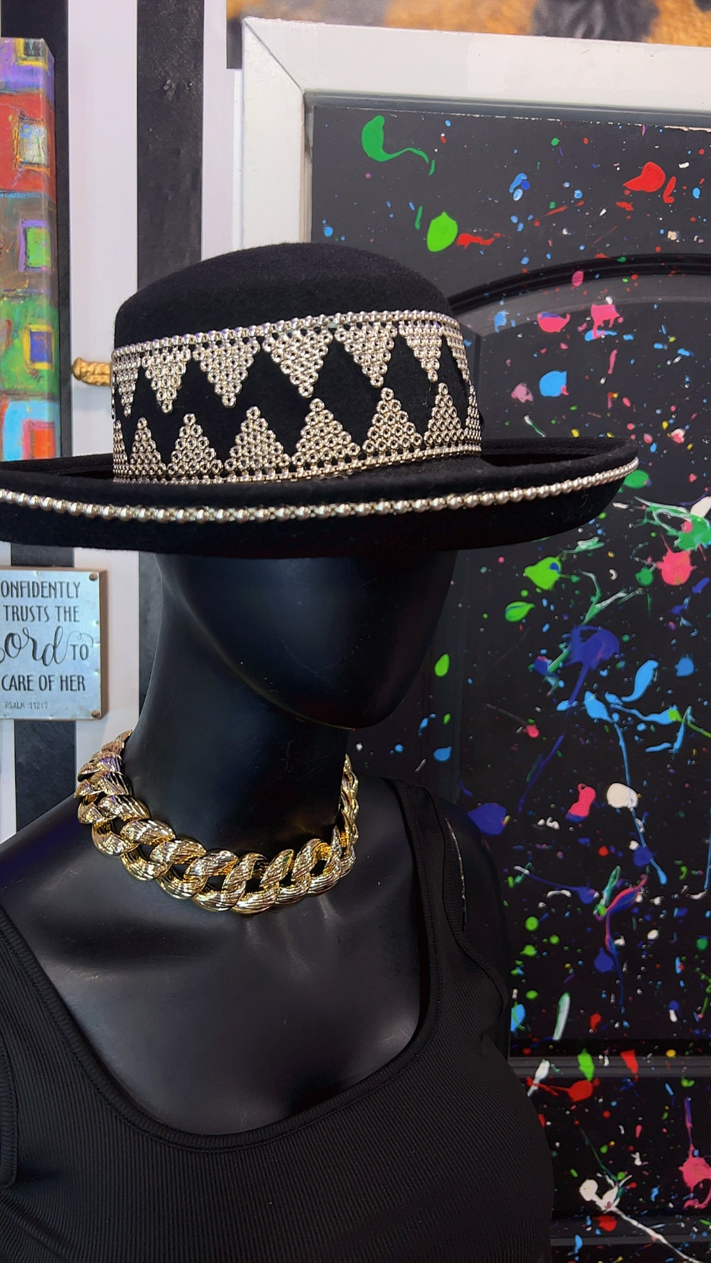 Vintage Silver & Black Hat