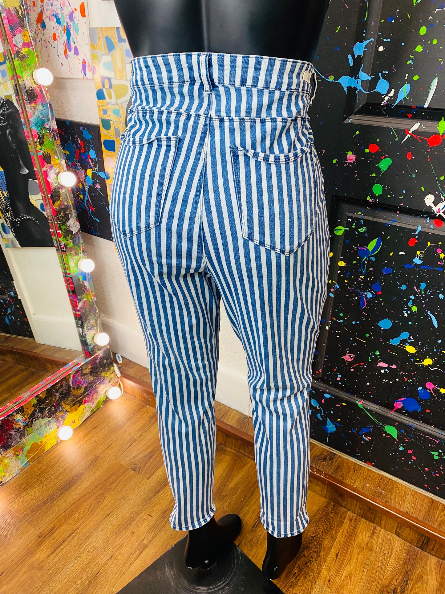 Vintage Denim Striped Jeans